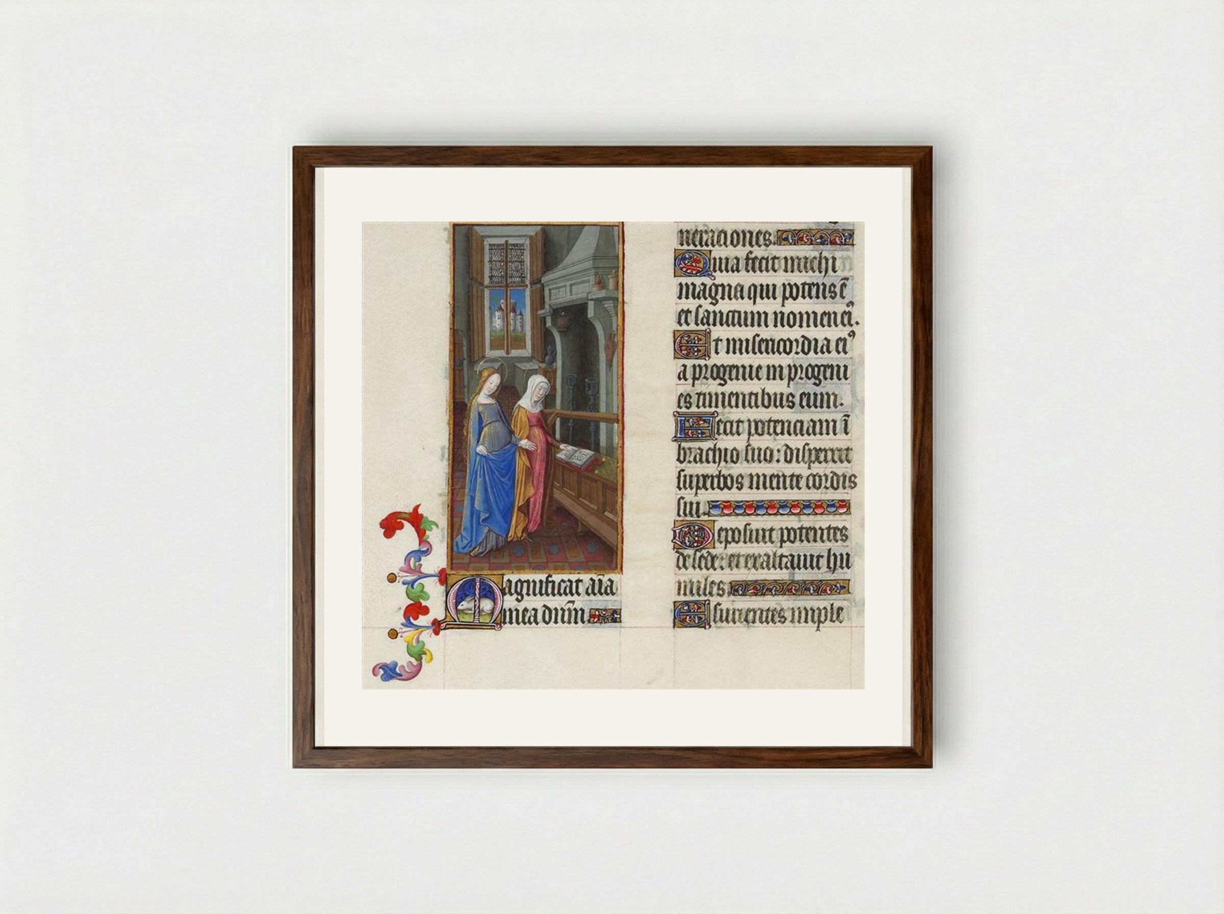 The Visitation - Limbourg brothers - Framed Print Dark Wood