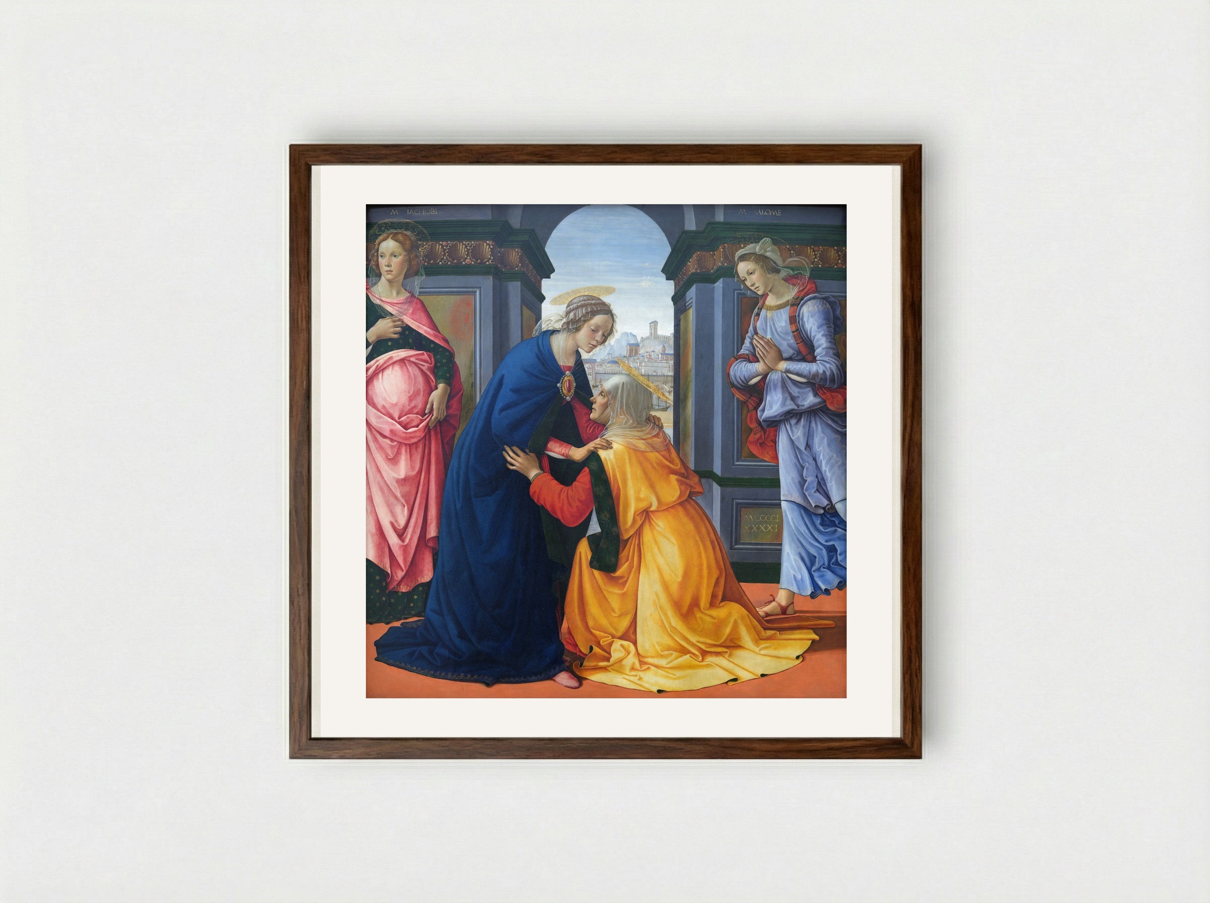 The Visitation - Domenico Ghirlandaio - Framed Print Dark Wood