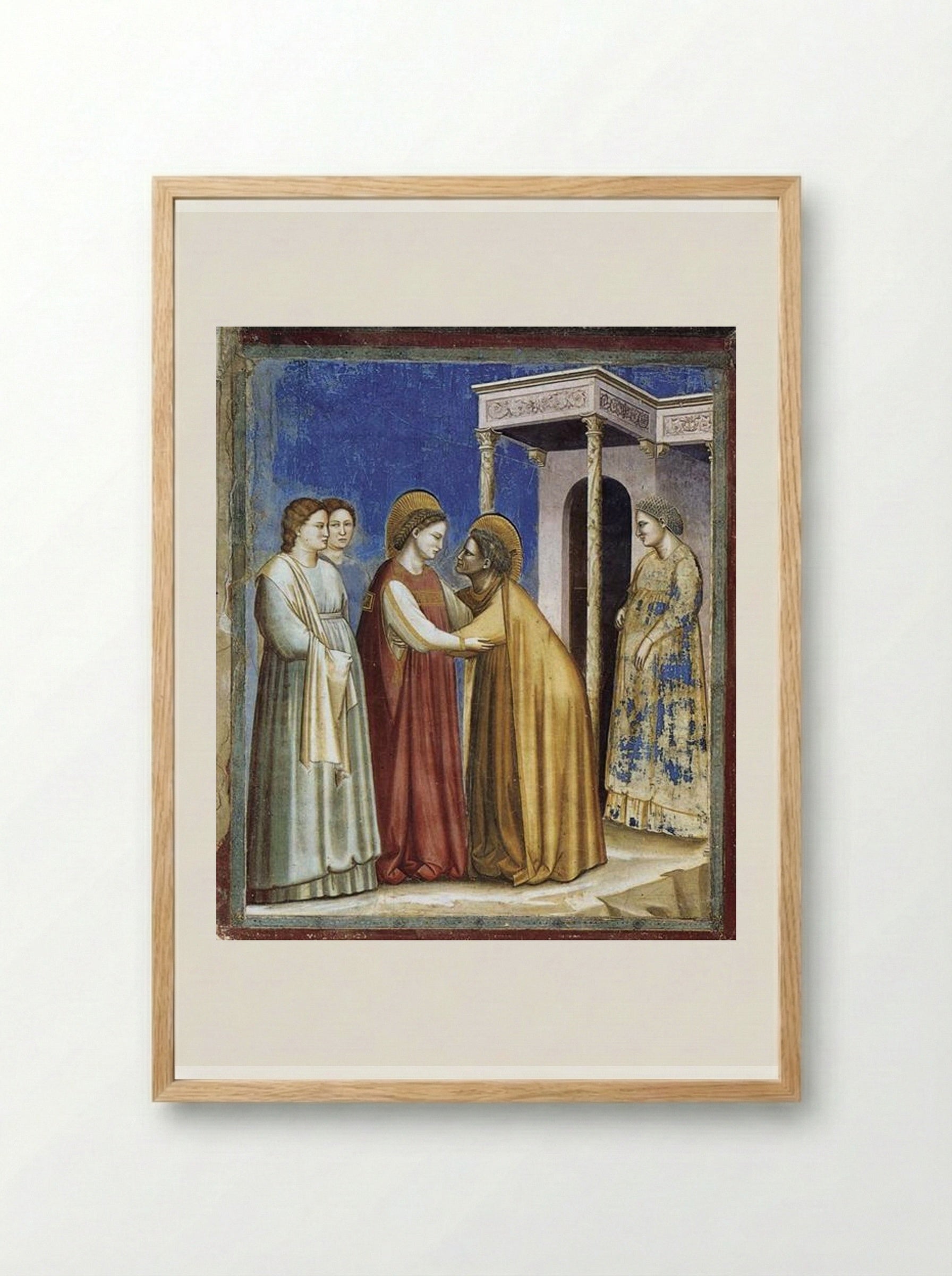 The Visitation - Giotto di Bondone - Framed Print Wood