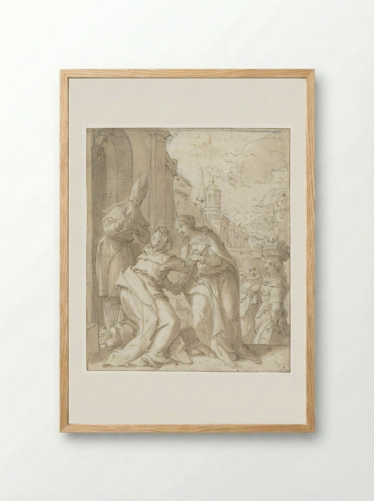 The Visitation - Denys Calvaert - Framed Print Wood