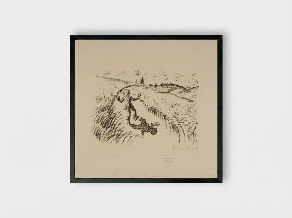 The Walking Bell 2 (The boy on his way to mass) - Ernst Barlach - Framed Print Black