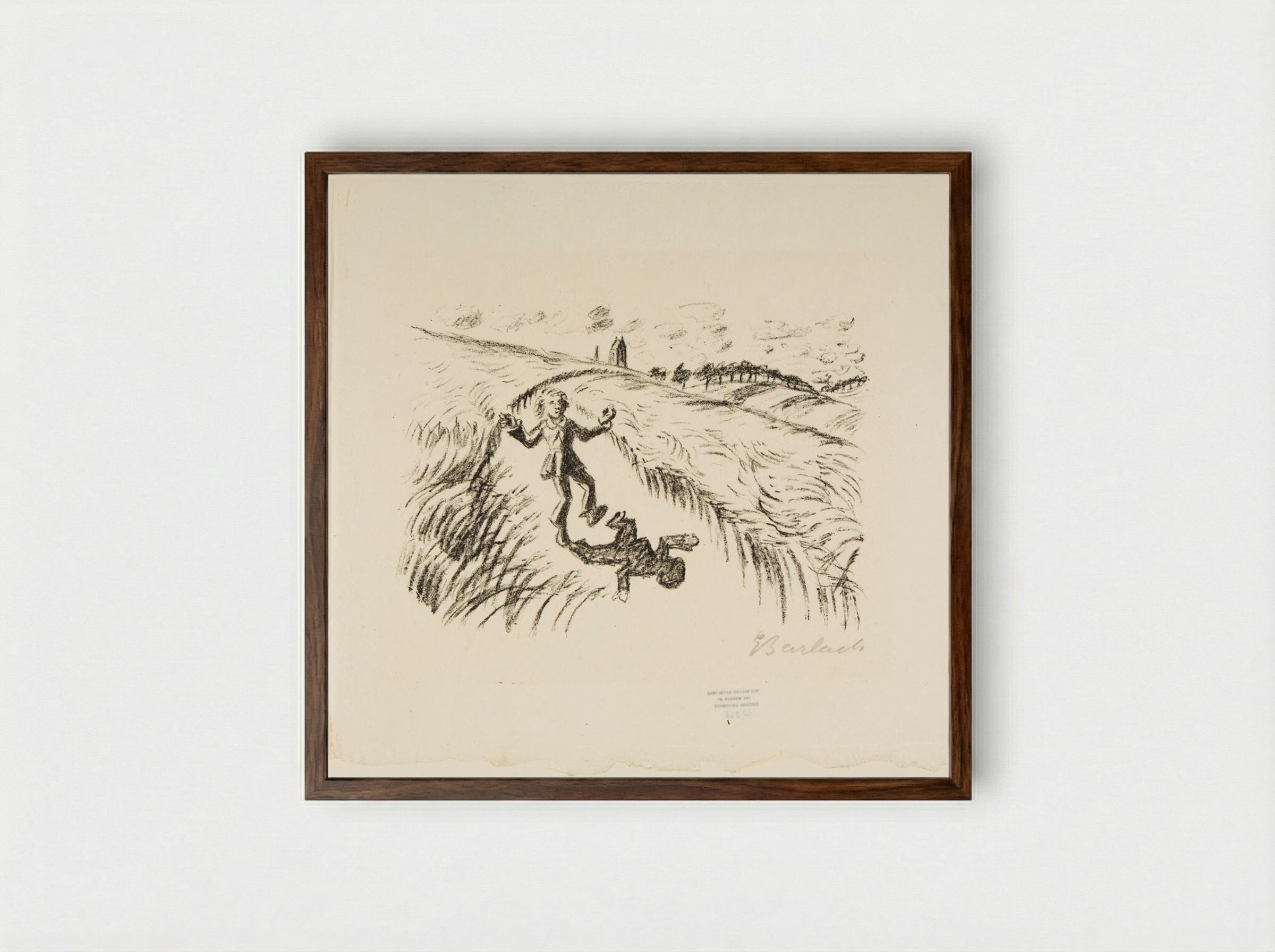 The Walking Bell 2 (The boy on his way to mass) - Ernst Barlach - Framed Print Dark Wood