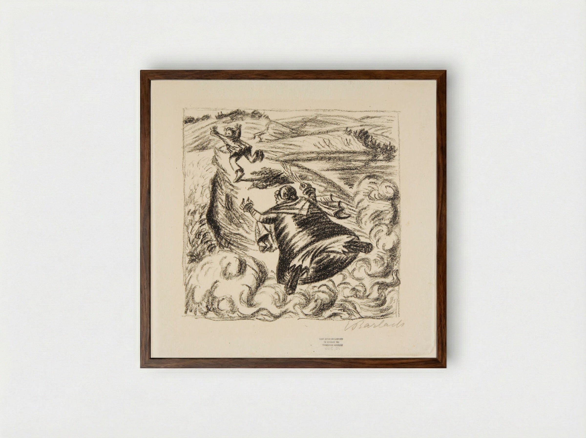 The Walking Bell - Ernst Barlach - Framed Print Dark Wood