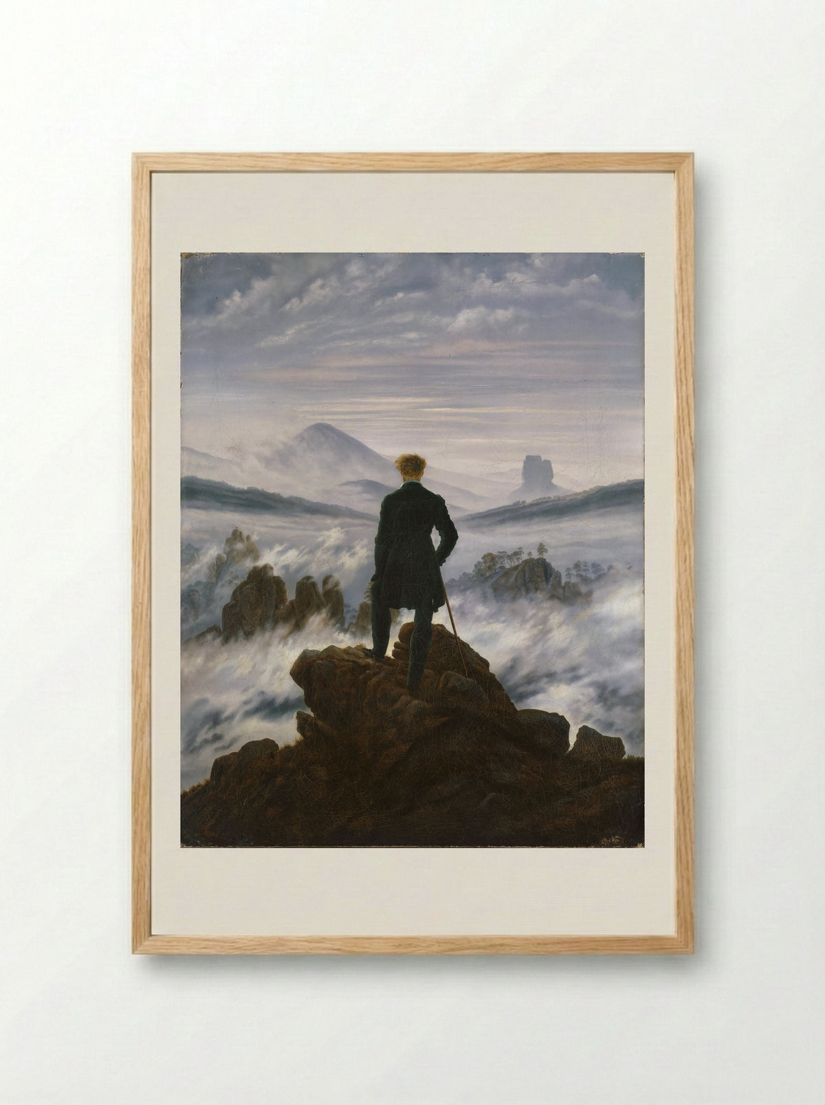 The Wanderer Above the Sea of Fog - Caspar David Friedrich - Framed Print Wood