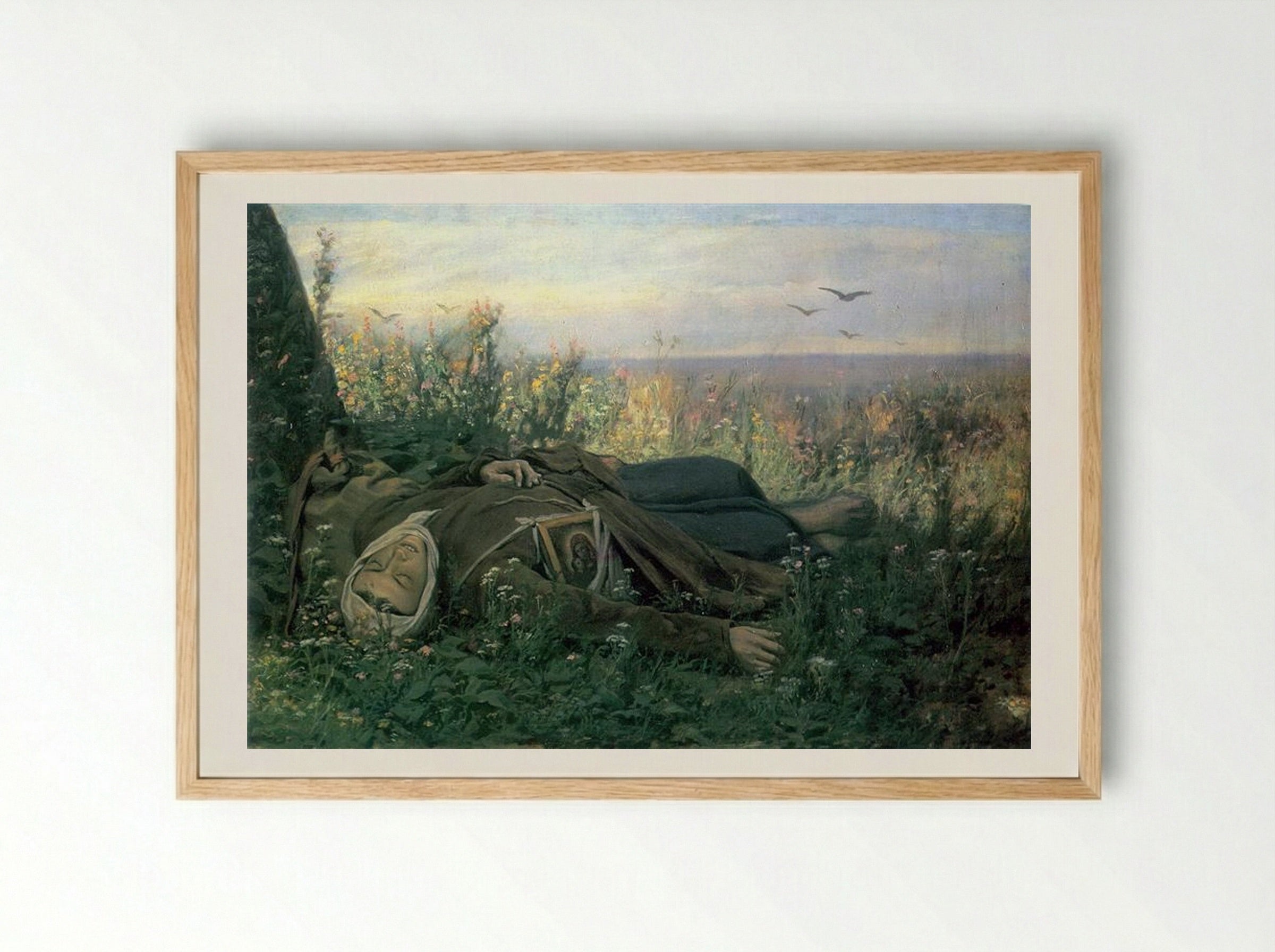 The Wanderer (Resting in a Field) - Vasily Perov - Framed Print Wood