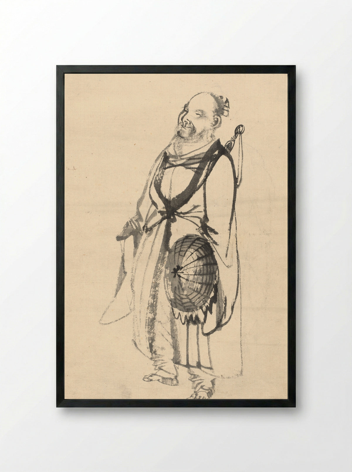 The Wandering Hermit - Kono Bairei - Framed Print Black