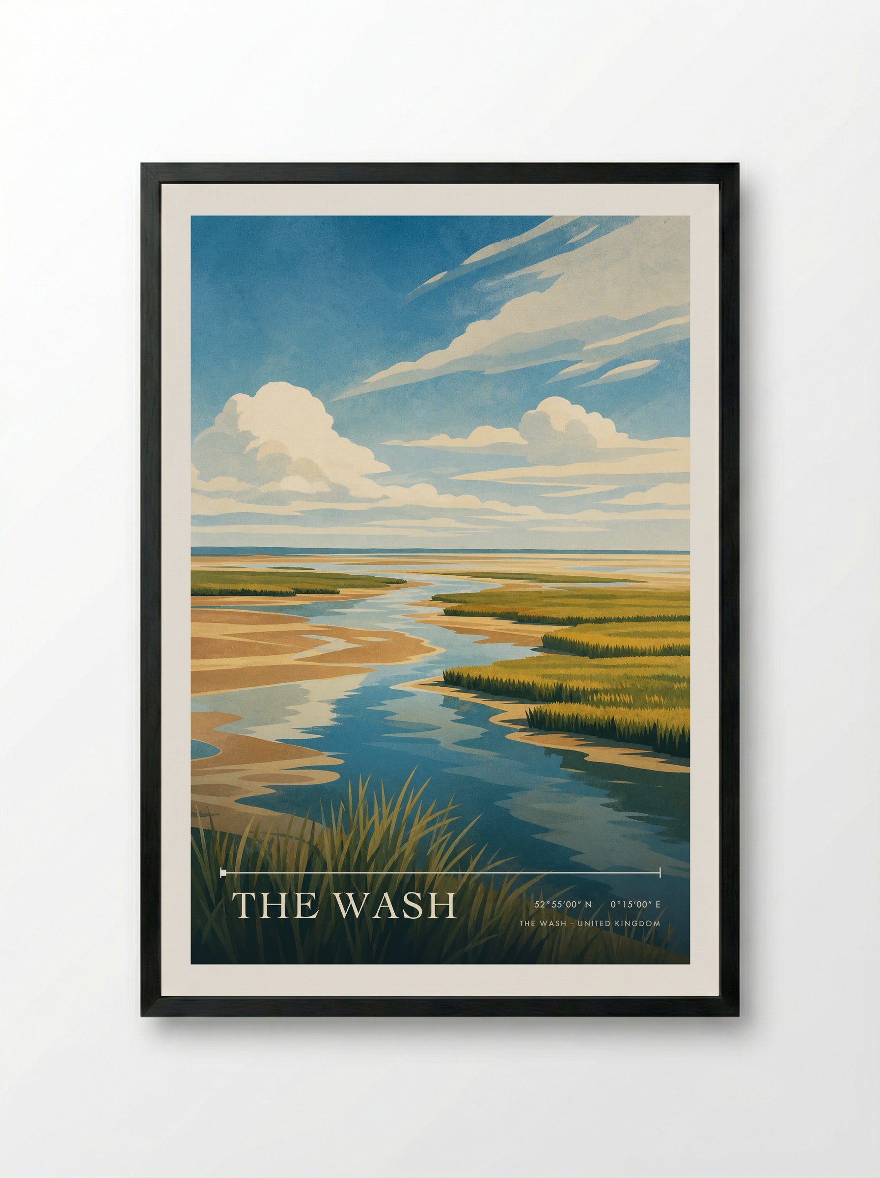The Wash United Kingdom Travel Poster - Framed Print Black