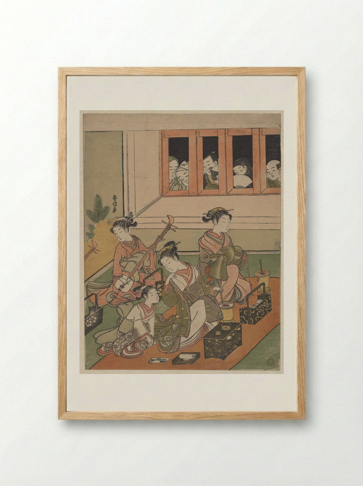 The Watchers and the Watched - Suzuki Harunobu - Framed Print Wood