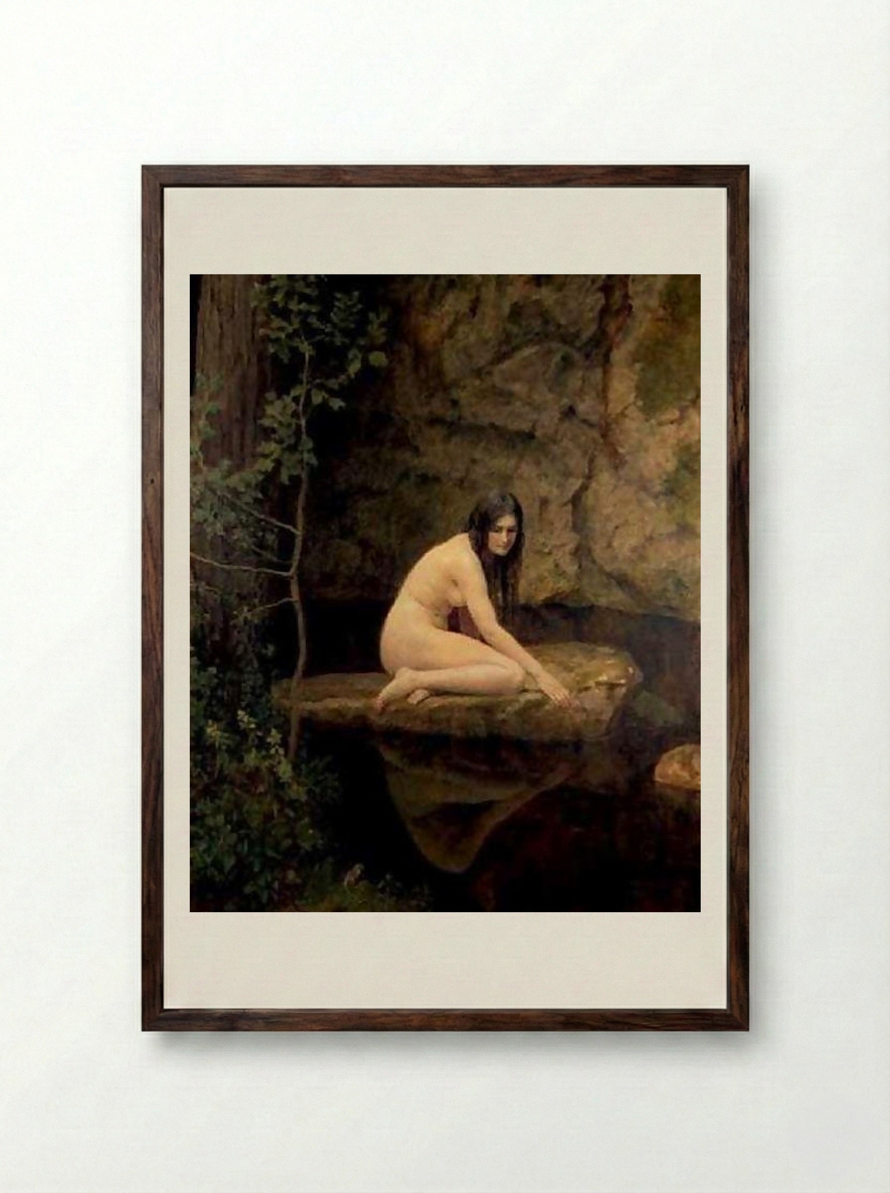 The Water Nymph - John Collier - Framed Print Dark Wood