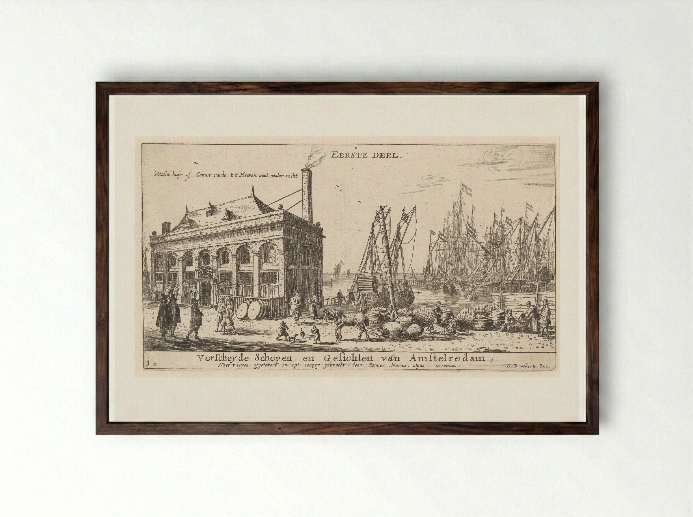 The Water-Right Office, Amsterdam - Reinier Nooms - Framed Print Dark Wood