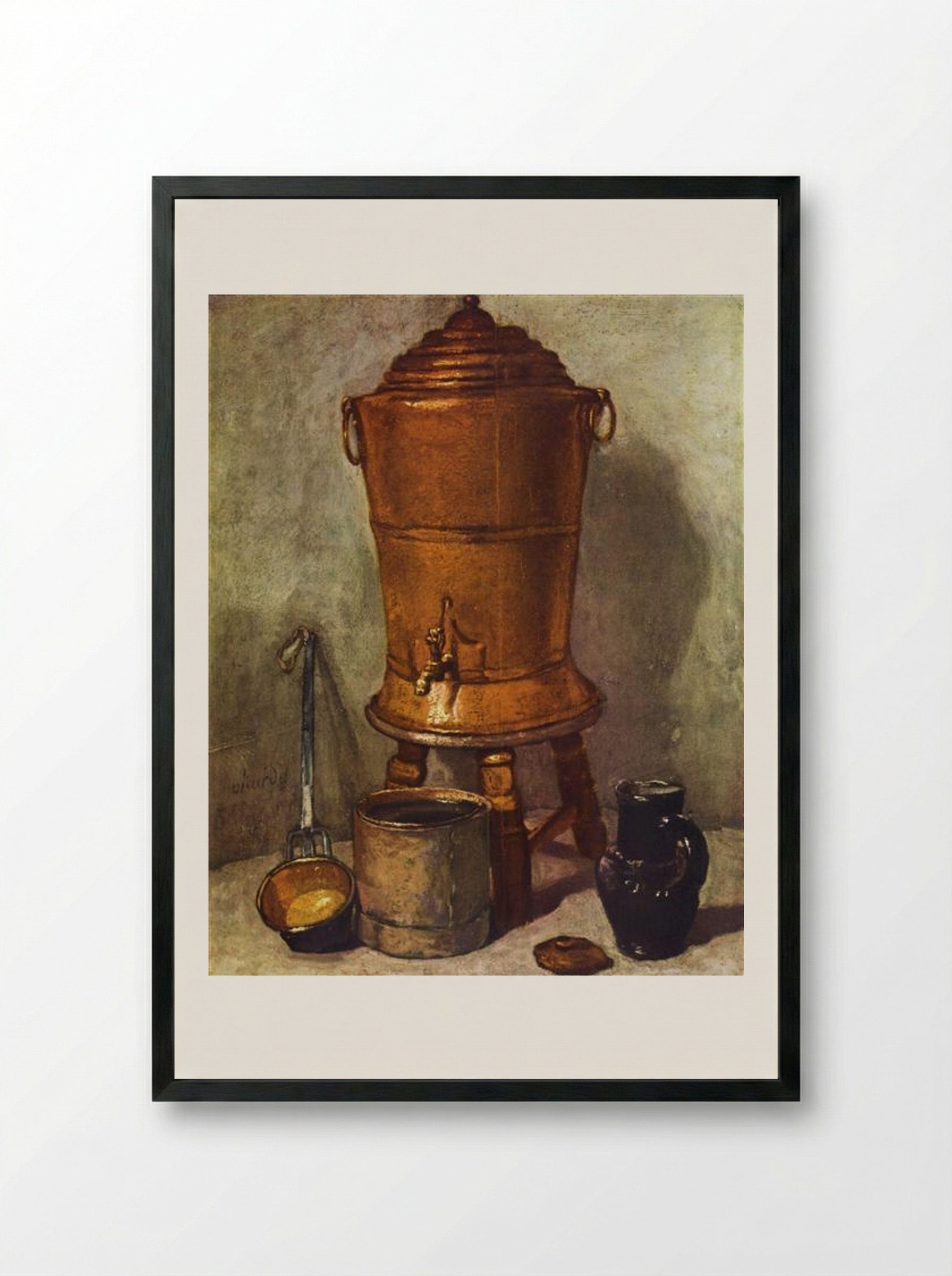 The Water Tank - Jean-Baptiste-Siméon Chardin - Framed Print Black
