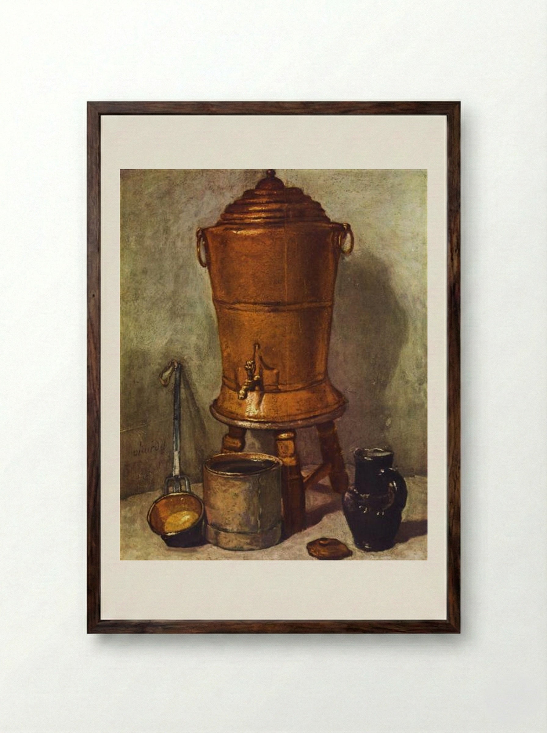 The Water Tank - Jean-Baptiste-Siméon Chardin - Framed Print Dark Wood
