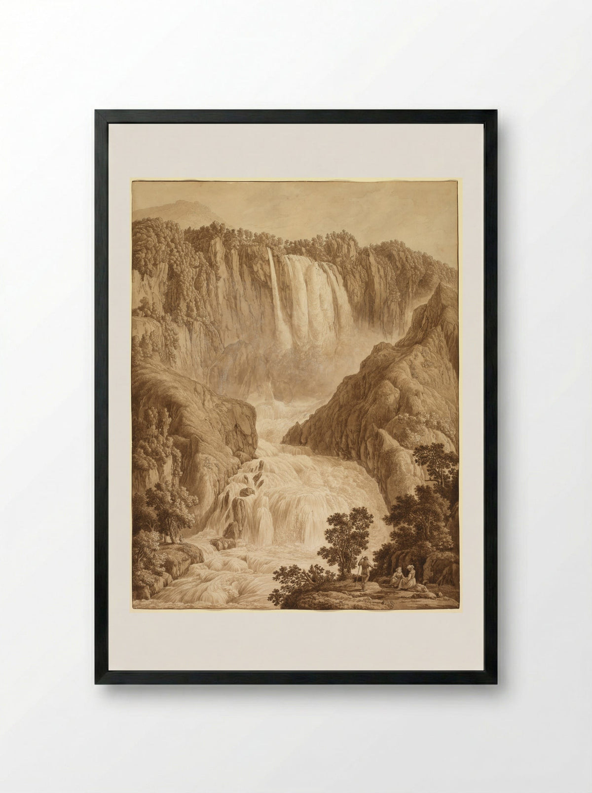 The Waterfall of Marmore at Terni - Philipp Hackert - Framed Print Black