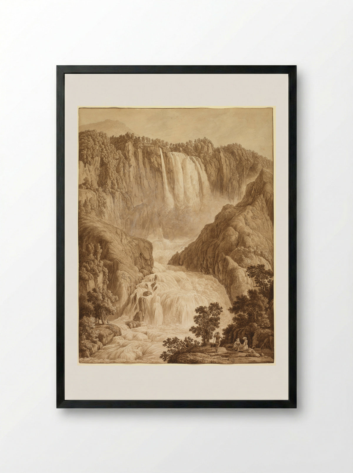 The Waterfall of Marmore at Terni - Philipp Hackert - Framed Print Black