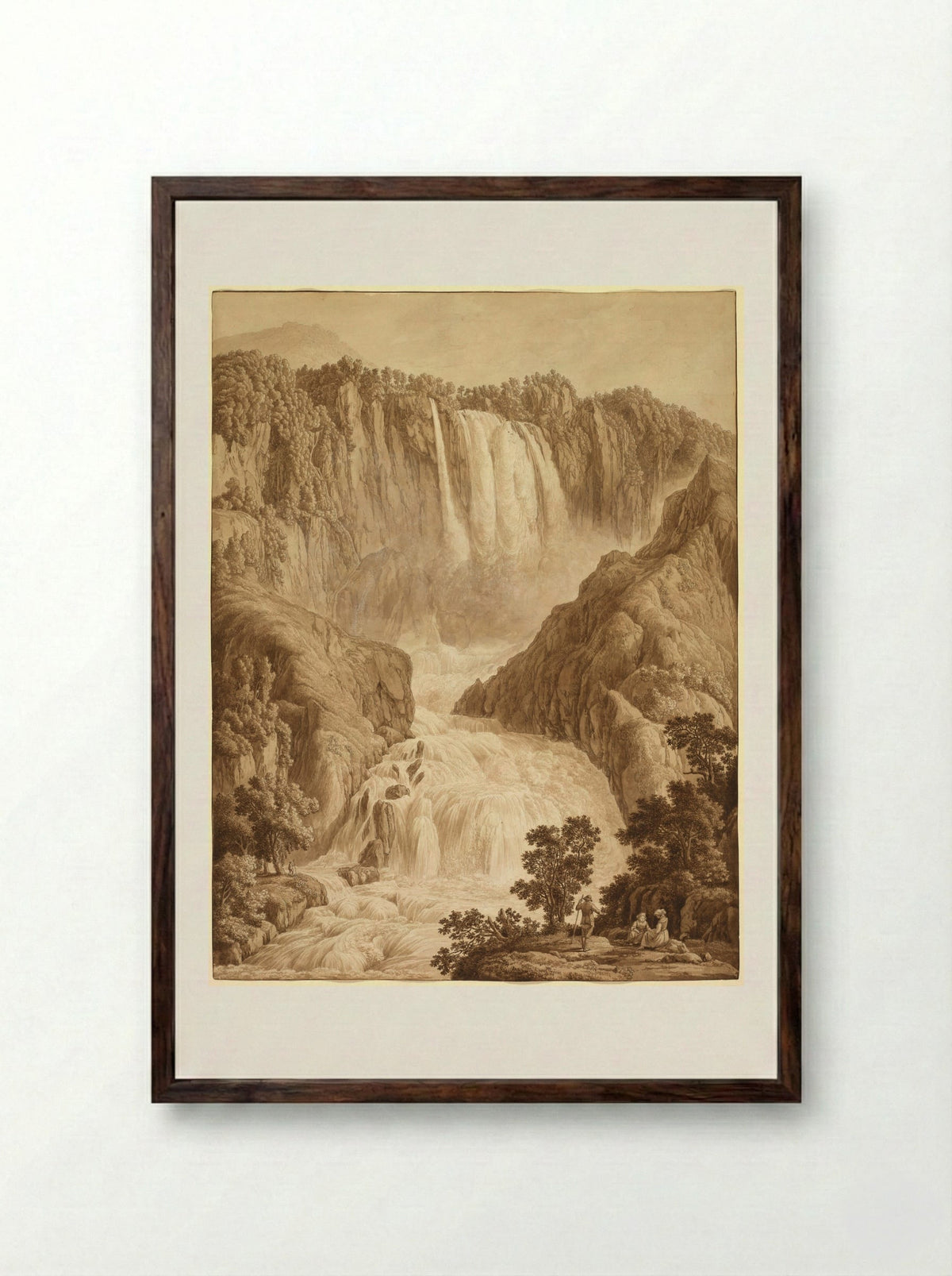 The Waterfall of Marmore at Terni - Philipp Hackert - Framed Print Dark Wood