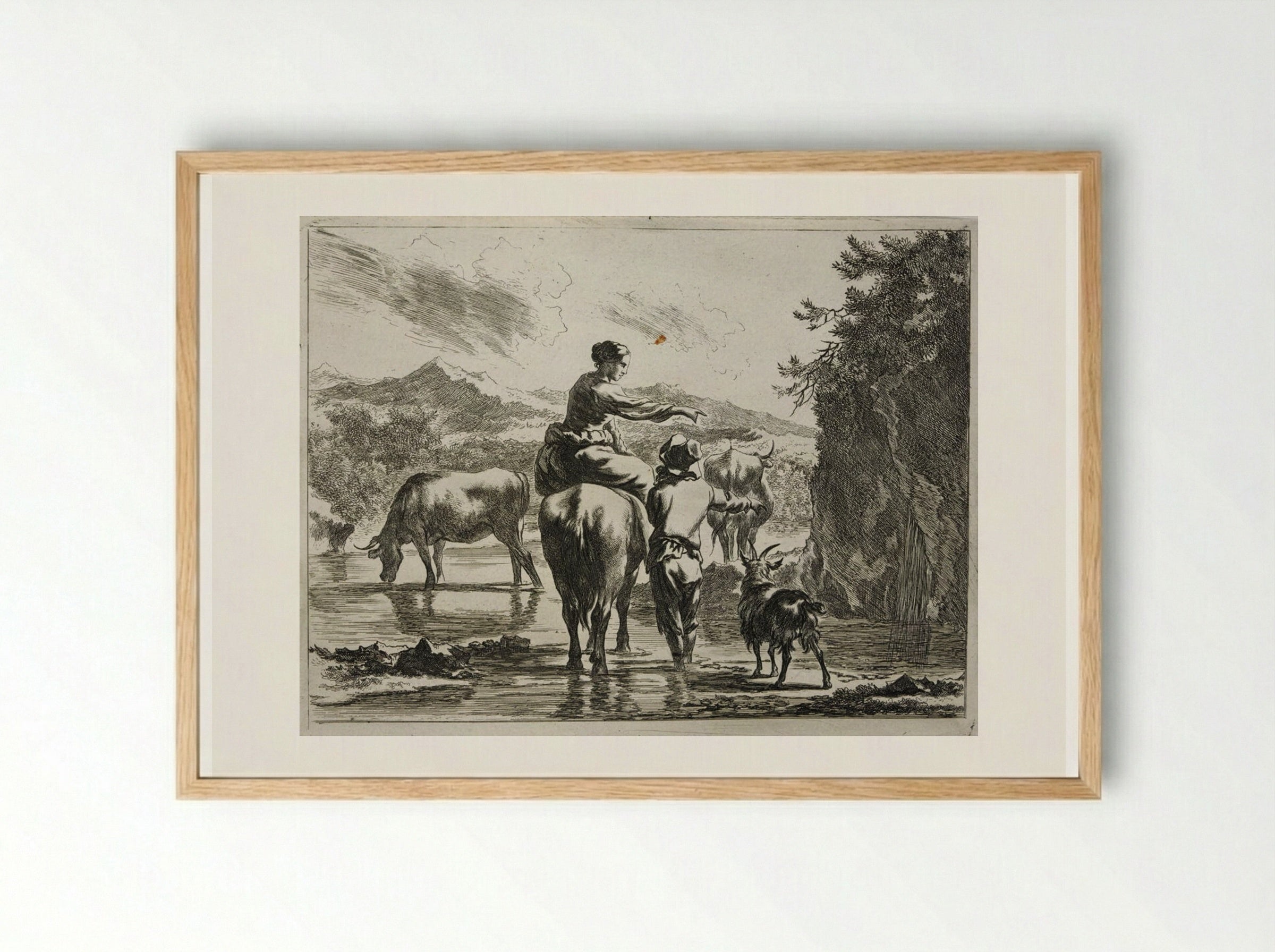 The Waterfall - Johannes Visscher - Framed Print Wood