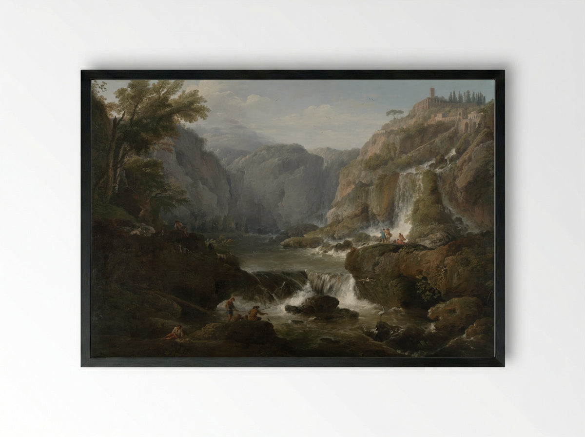 The Waterfalls at Tivoli - Claude-Joseph Vernet - Framed Print Black