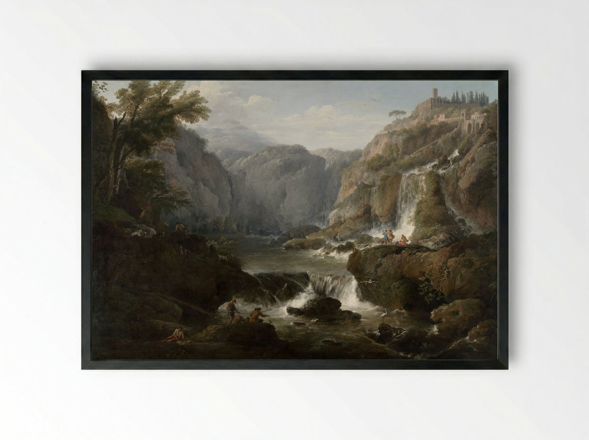 The Waterfalls at Tivoli - Claude-Joseph Vernet - Framed Print Black