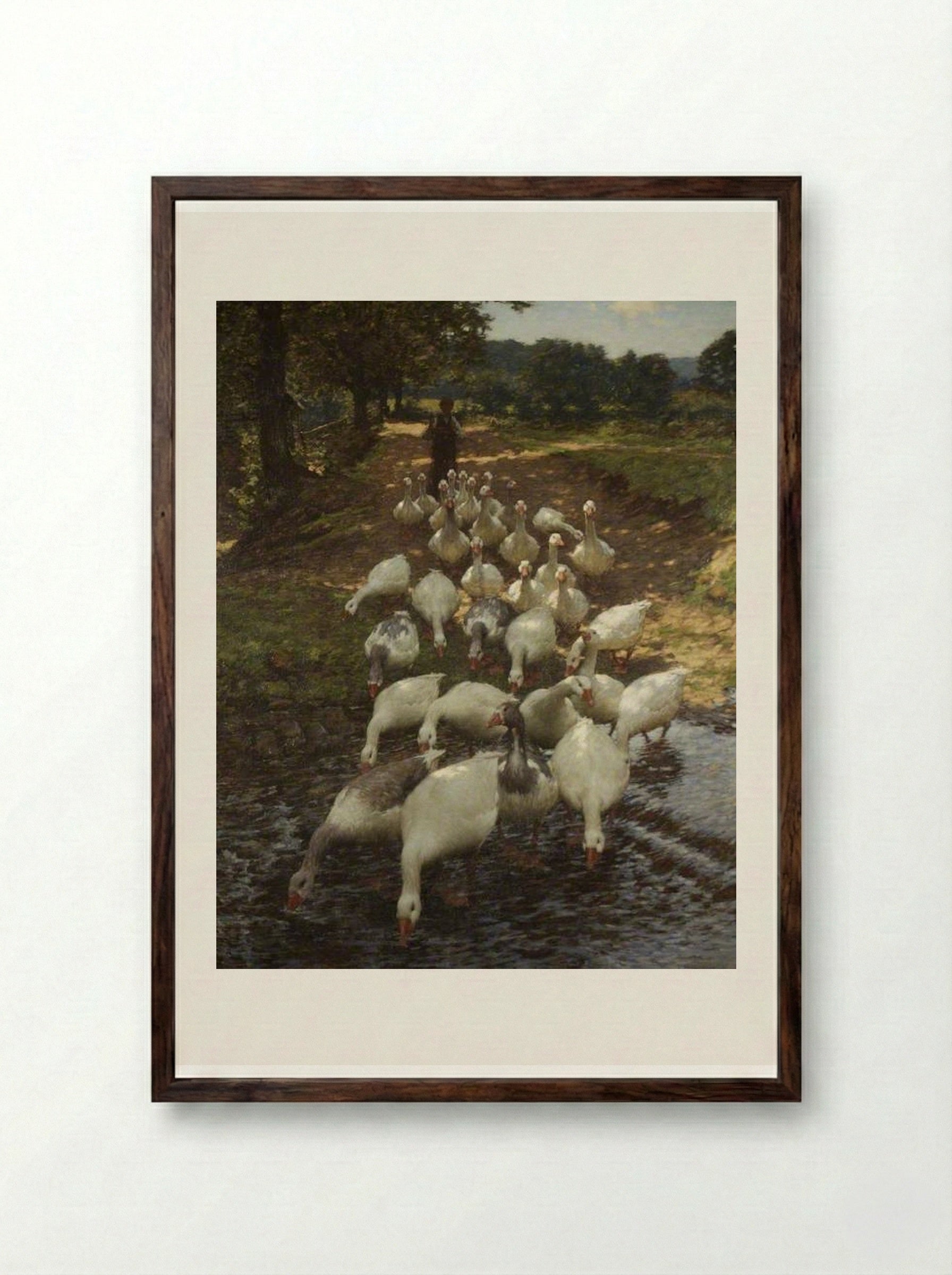 The Watersplash - Henry Herbert La Thangue - Framed Print Dark Wood