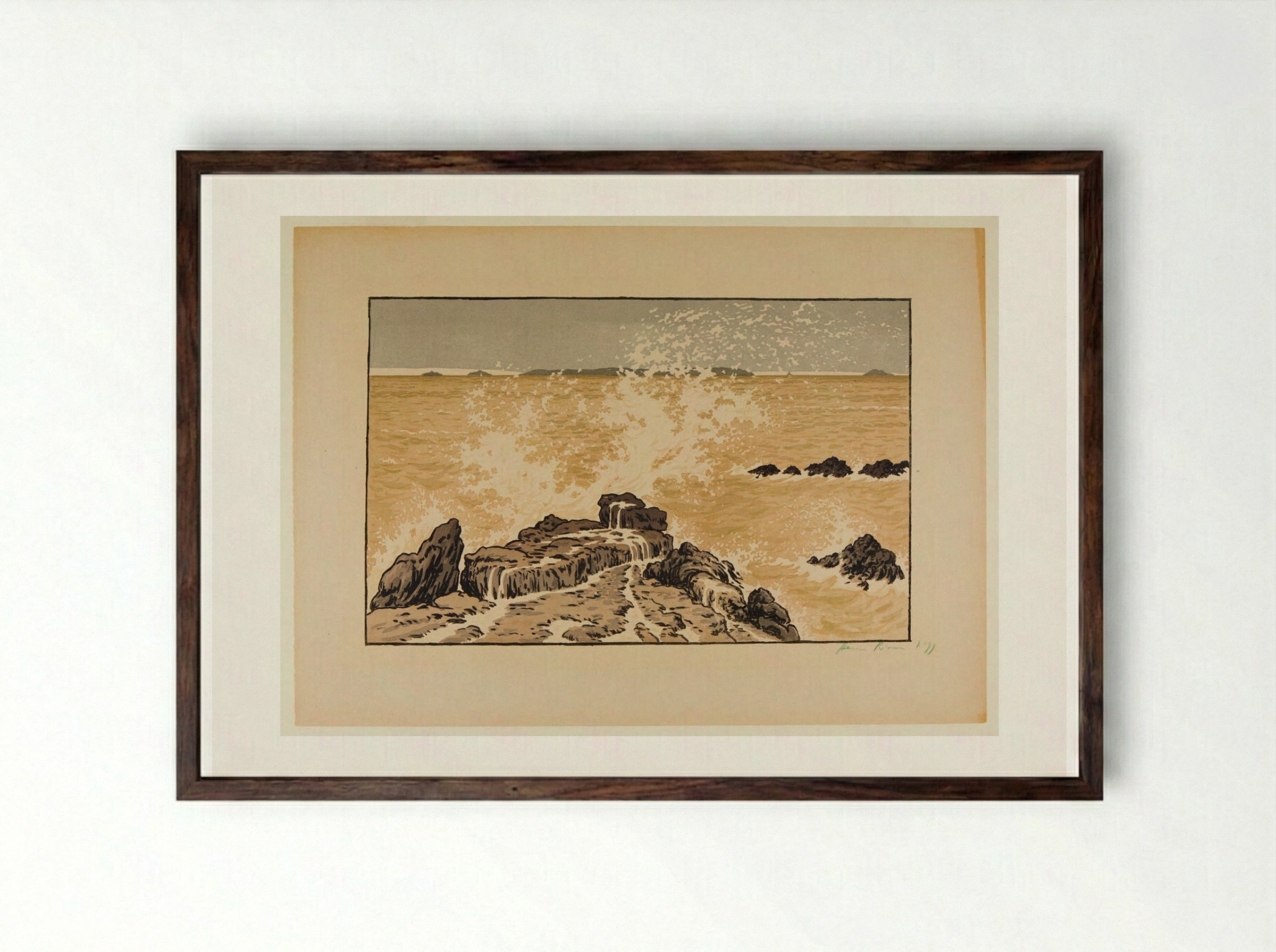 The Wave - Henri Rivière - Framed Print Dark Wood