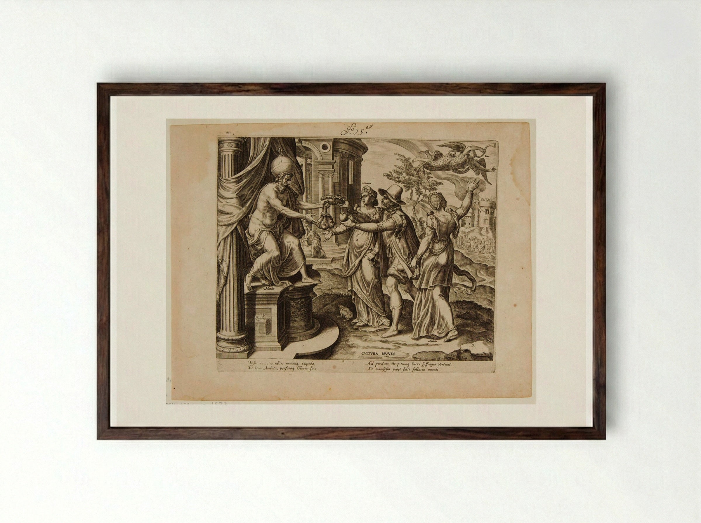 The Way of the World - Philips Galle - Framed Print Dark Wood