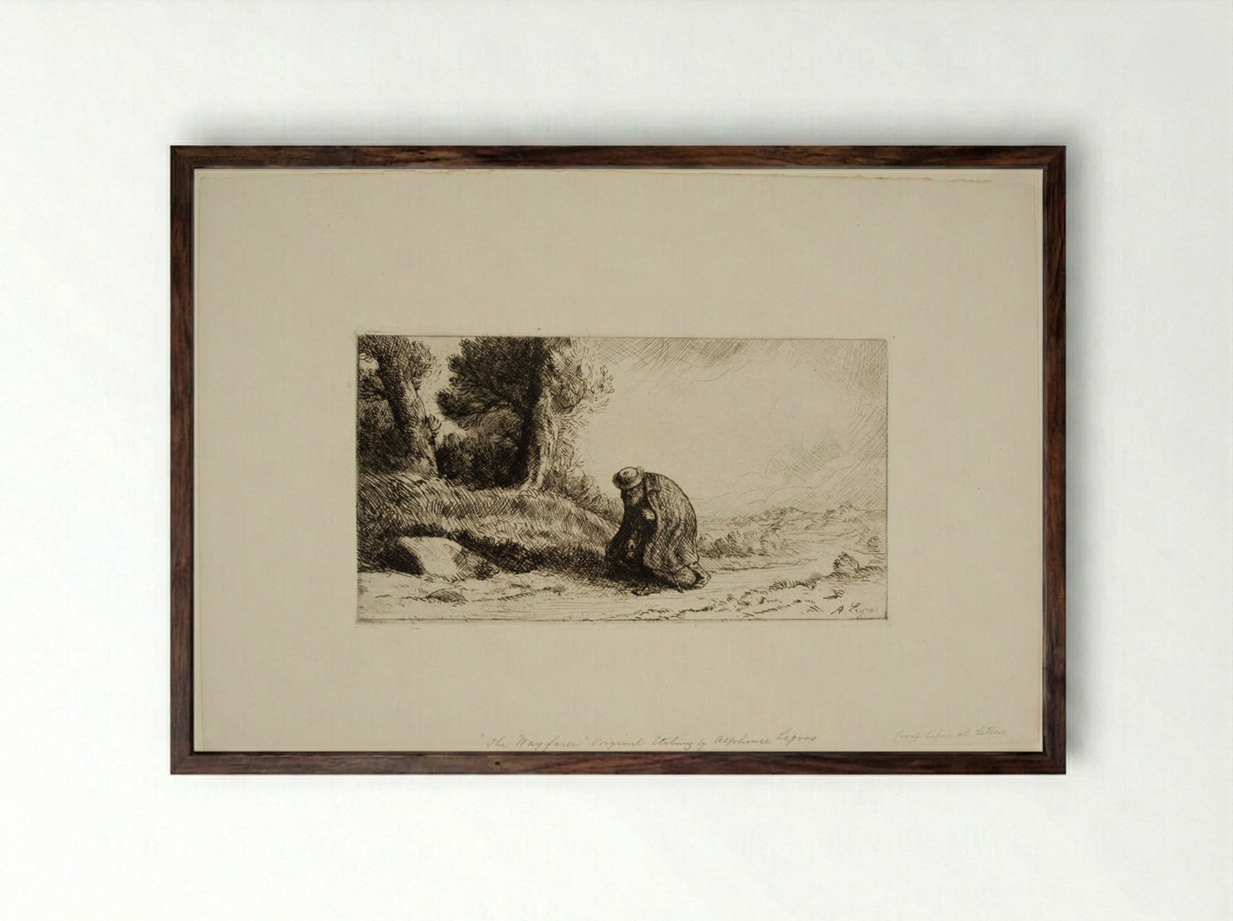 The Wayfarer - Alphonse Legros - Framed Print Dark Wood
