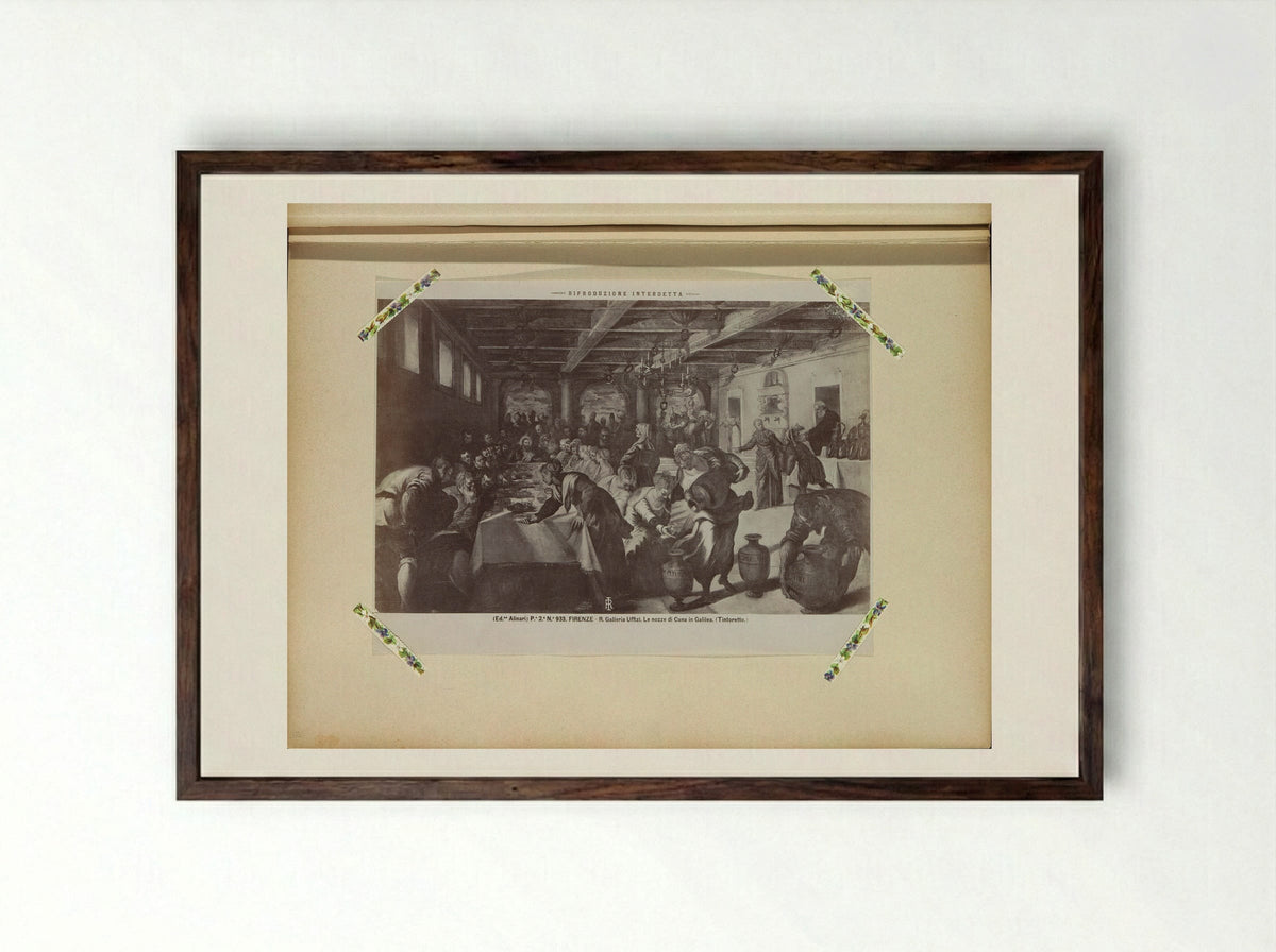 The Wedding Feast at Cana (After Tintoretto) - Fratelli Alinari - Framed Print Dark Wood