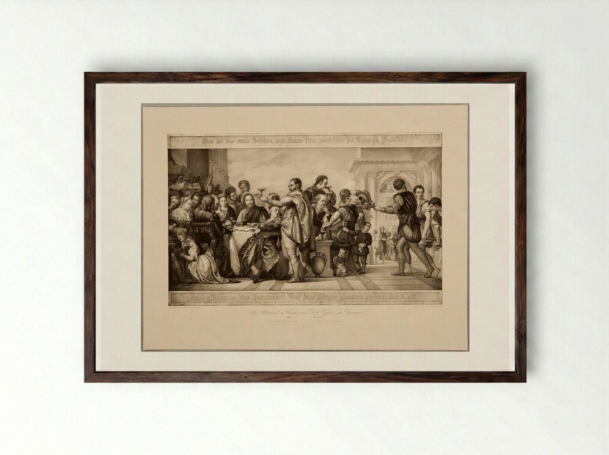 The Wedding Feast at Cana - Franz Hanfstaengl - Framed Print Dark Wood
