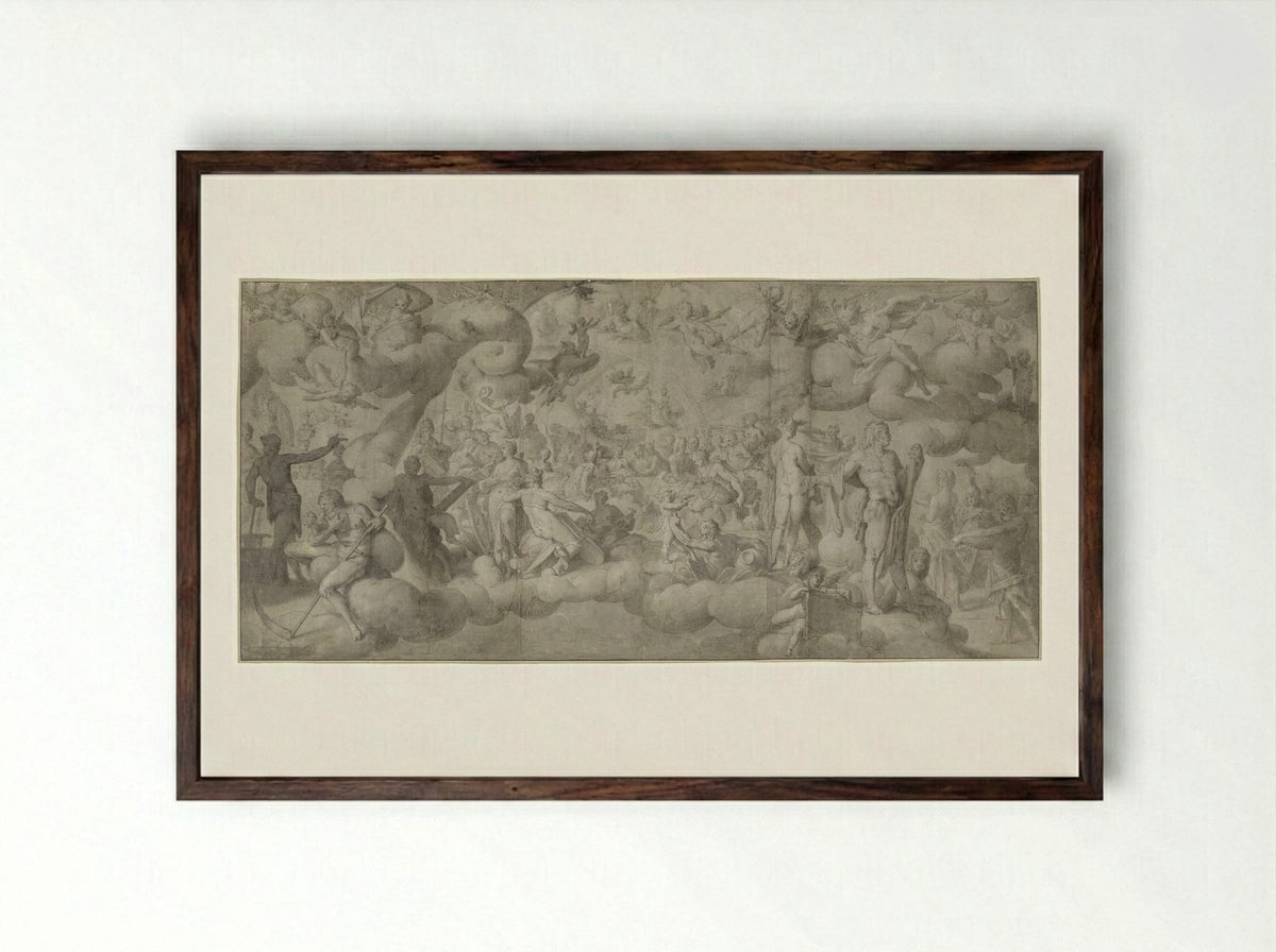 The Wedding of Cupid and Psyche - Bartholomeus Spranger - Framed Print Dark Wood