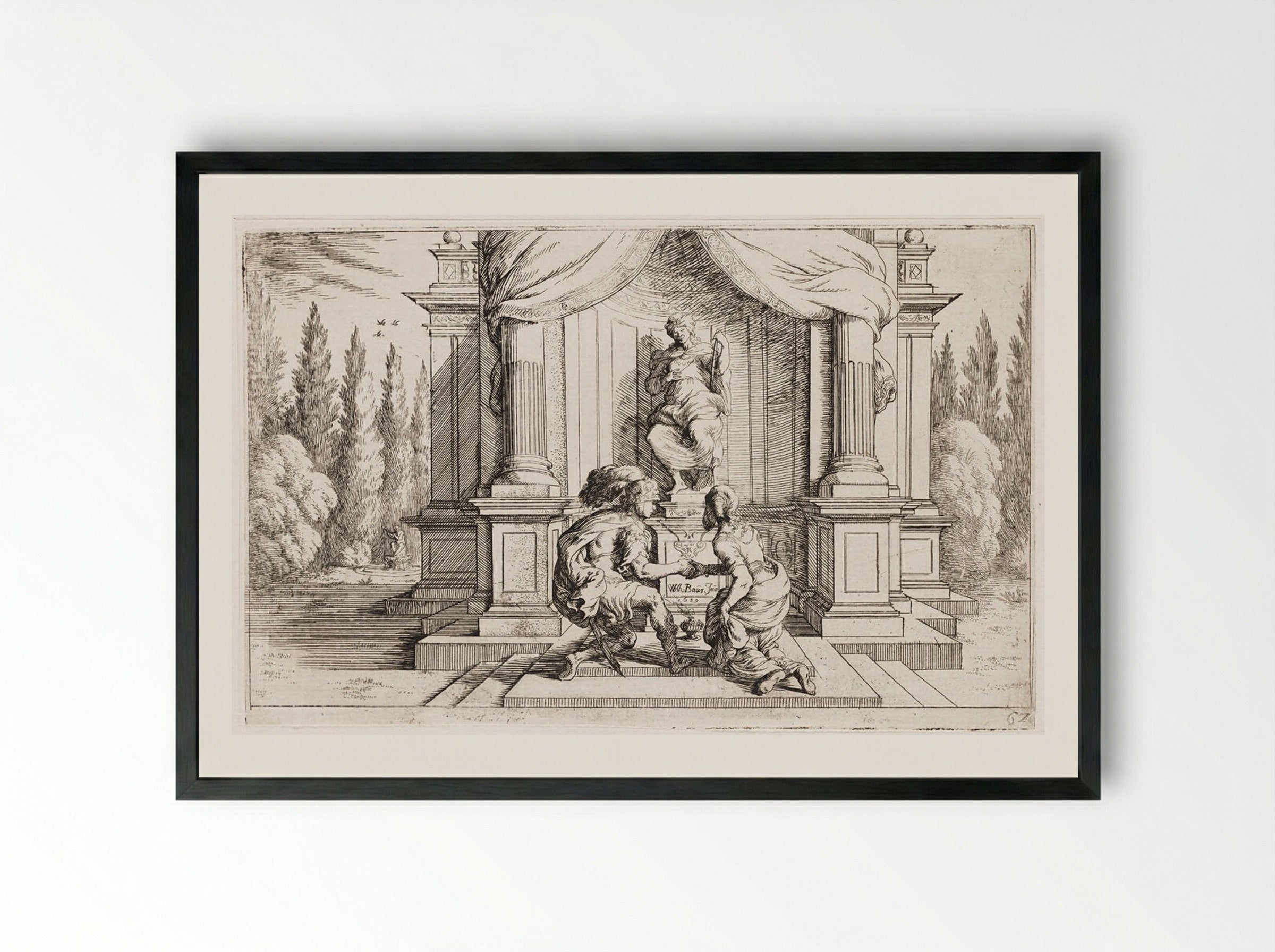 The Wedding of Jason and Medea - Johann Wilhelm Baur - Framed Print Black