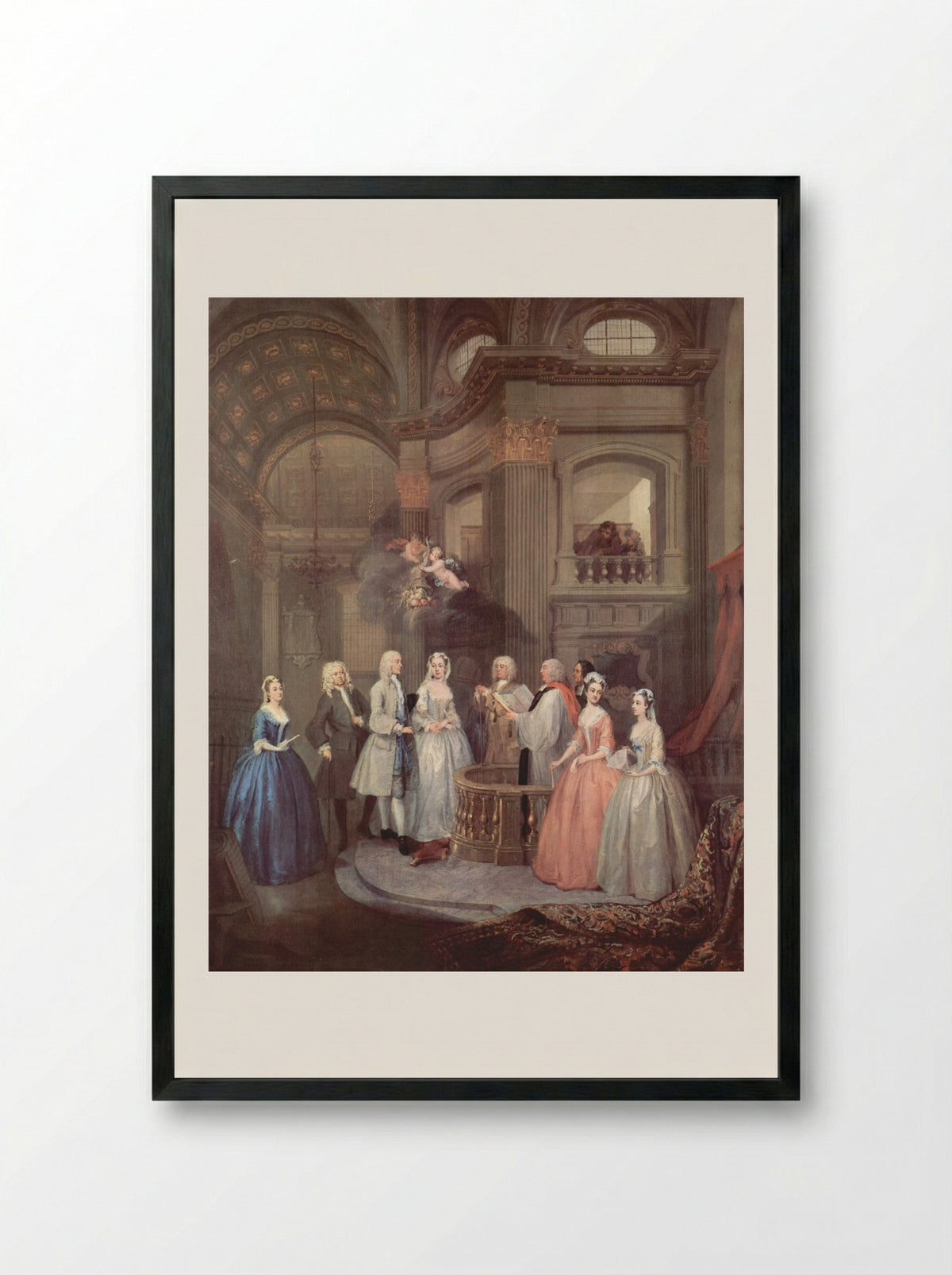 The Wedding of Stephen Beckingham and Mary Cox - William Hogarth - Framed Print Black