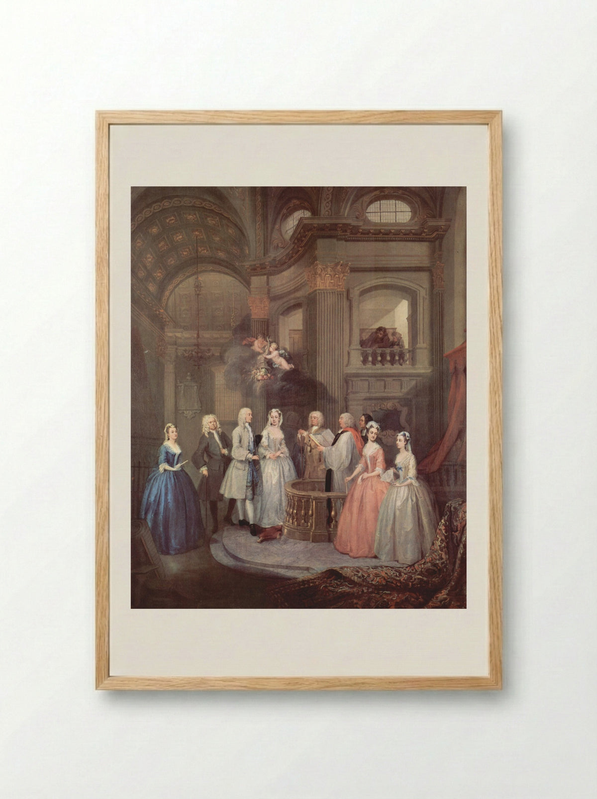 The Wedding of Stephen Beckingham and Mary Cox - William Hogarth - Framed Print Wood