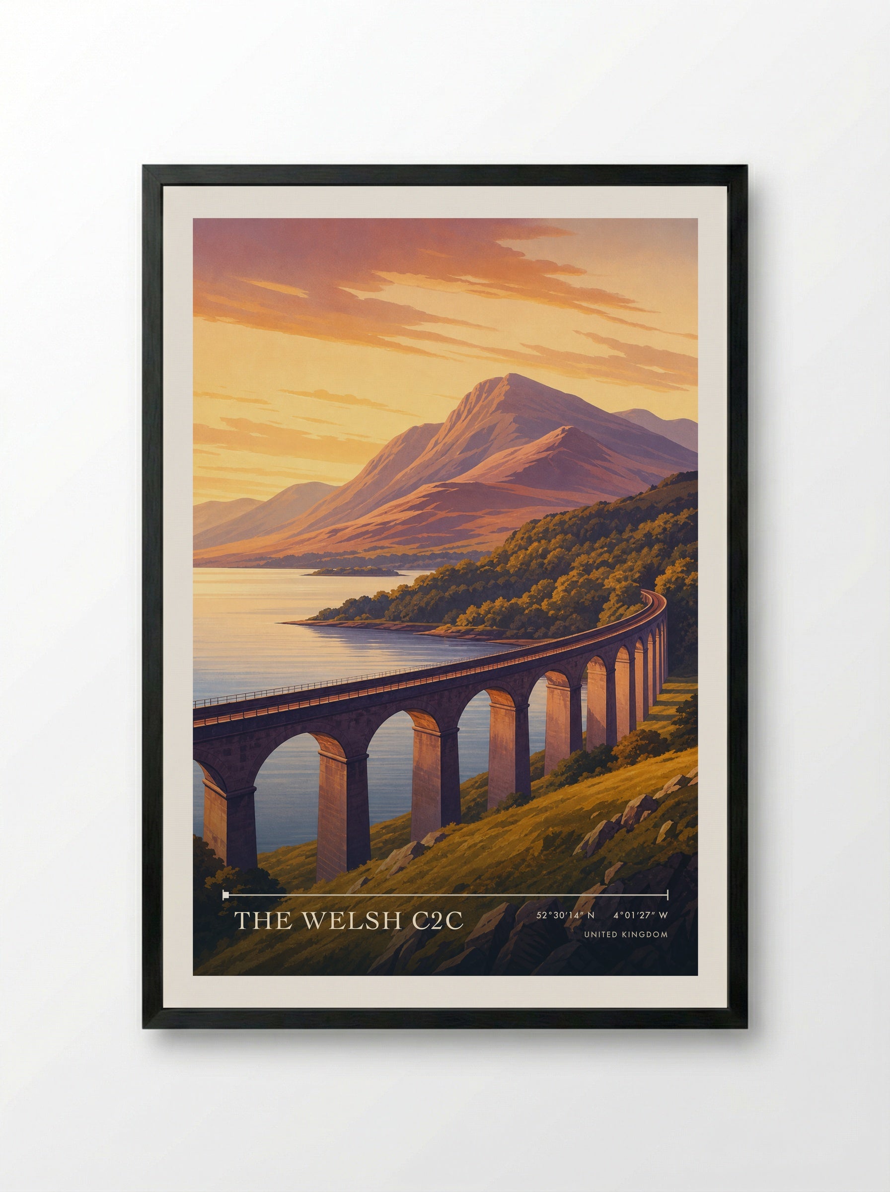 The Welsh C2C United Kingdom Travel Poster - Framed Print Black