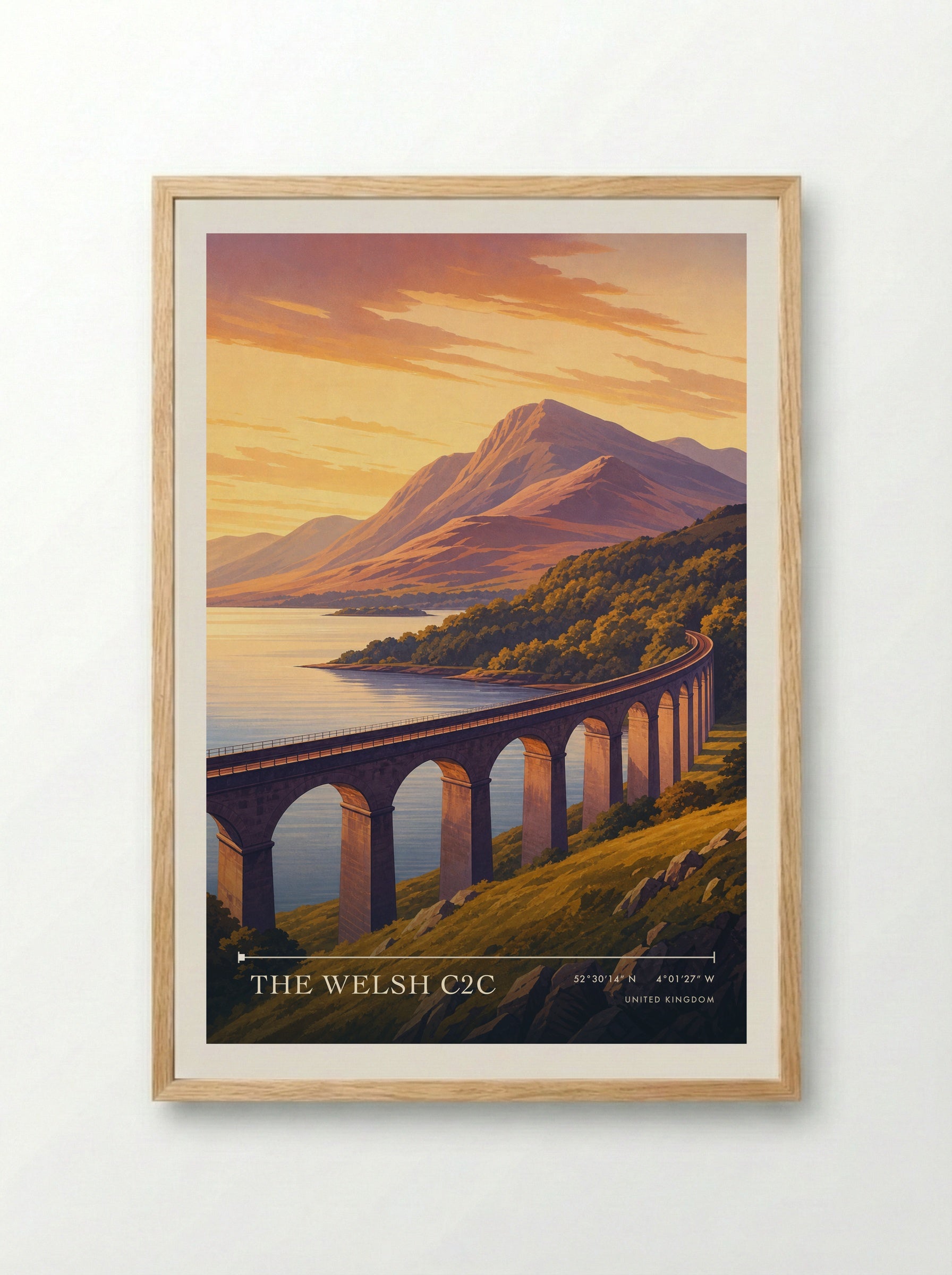The Welsh C2C United Kingdom Travel Poster - Framed Print Wood