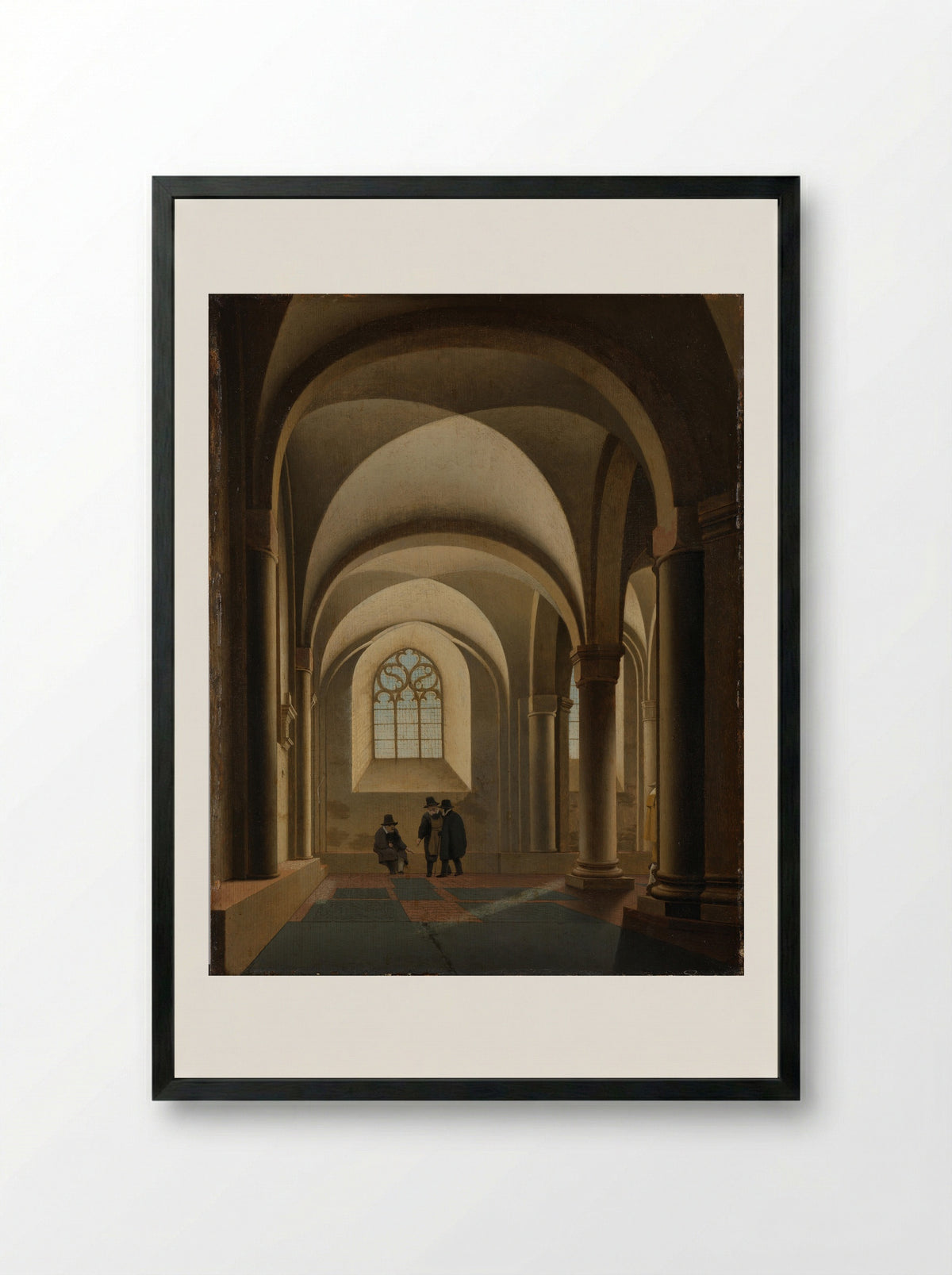 The Western Bays of the Southern Aisle of the Mariakerk in Utrecht - Pieter Jansz Saenredam - Framed Print Black