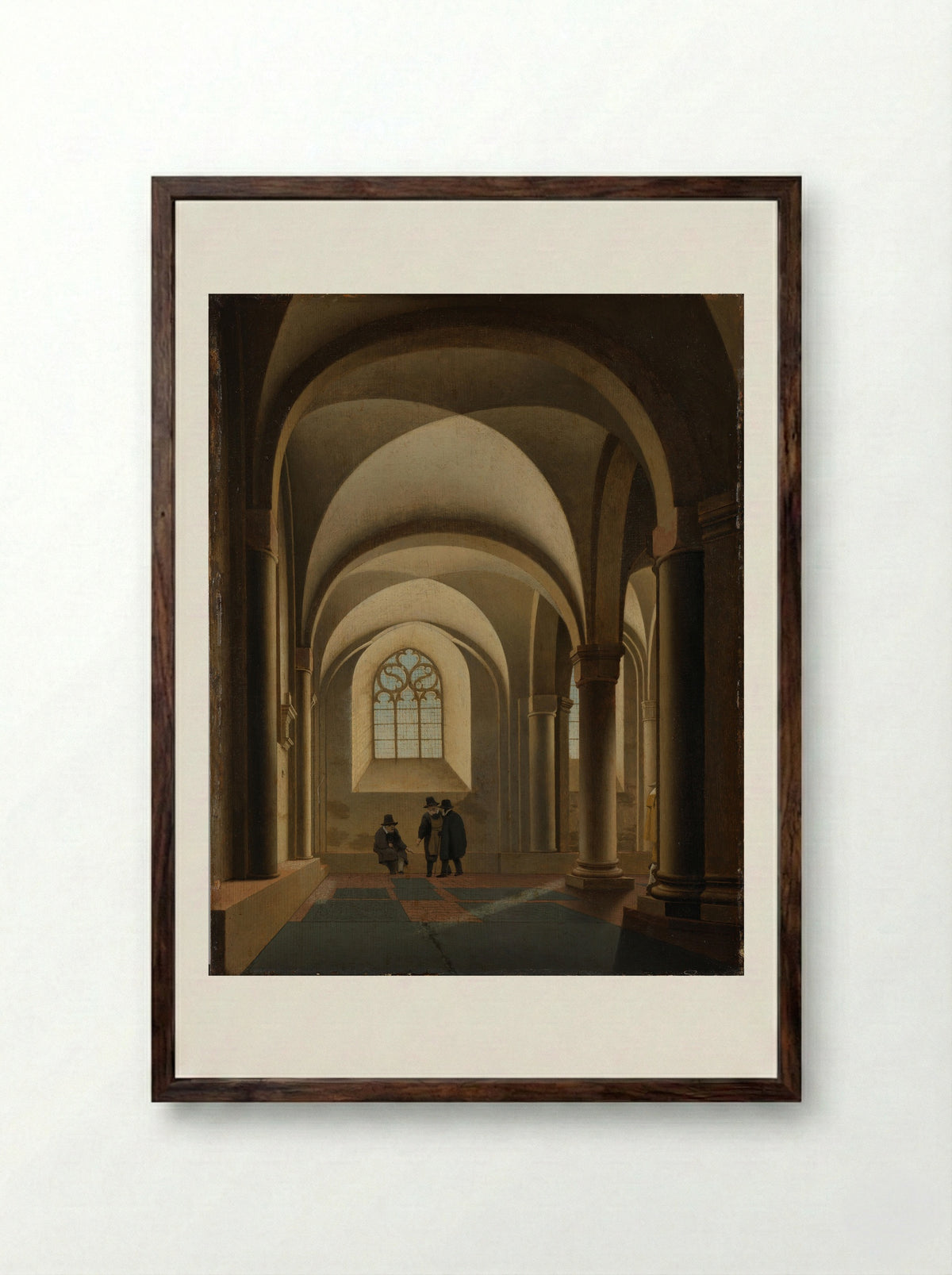 The Western Bays of the Southern Aisle of the Mariakerk in Utrecht - Pieter Jansz Saenredam - Framed Print Dark Wood