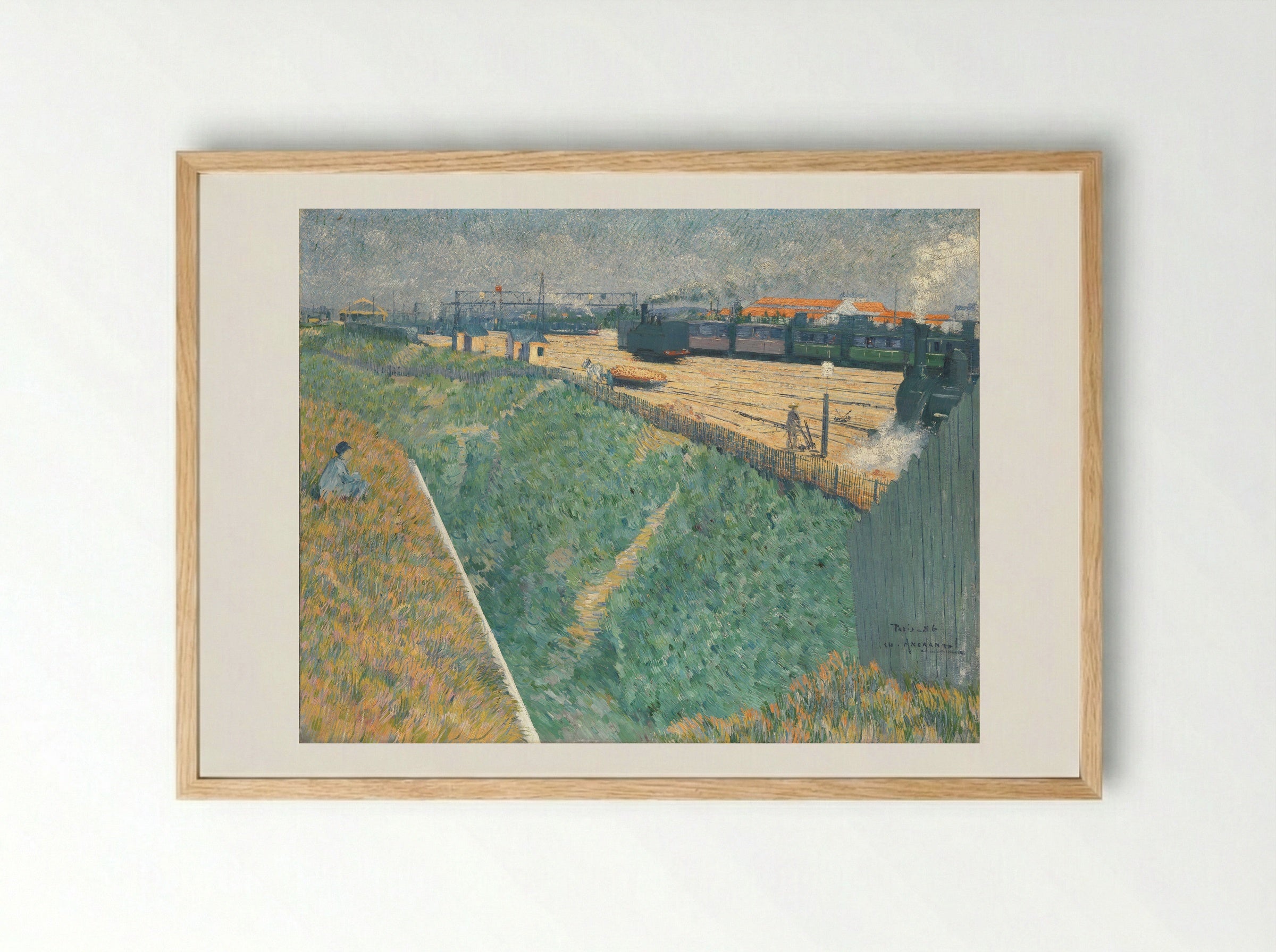 The Western Railway at its Exit from Paris - Charles Angrand - Framed Print Wood