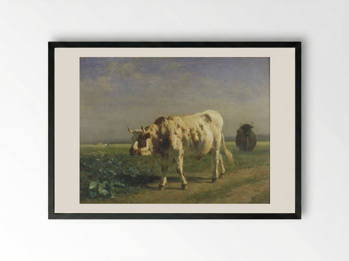 The White Bull - Constant Troyon - Framed Print Black
