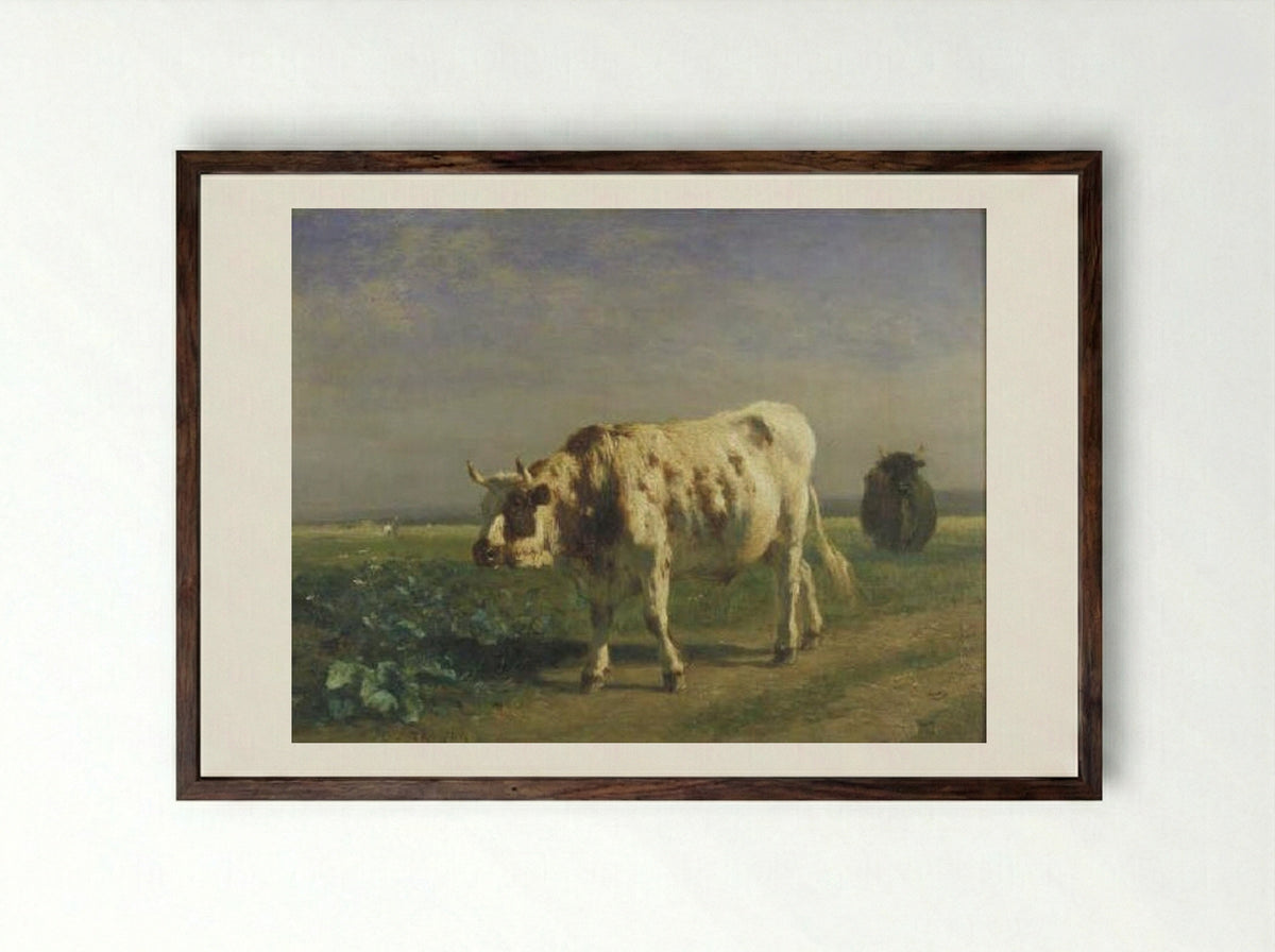 The White Bull - Constant Troyon - Framed Print Dark Wood