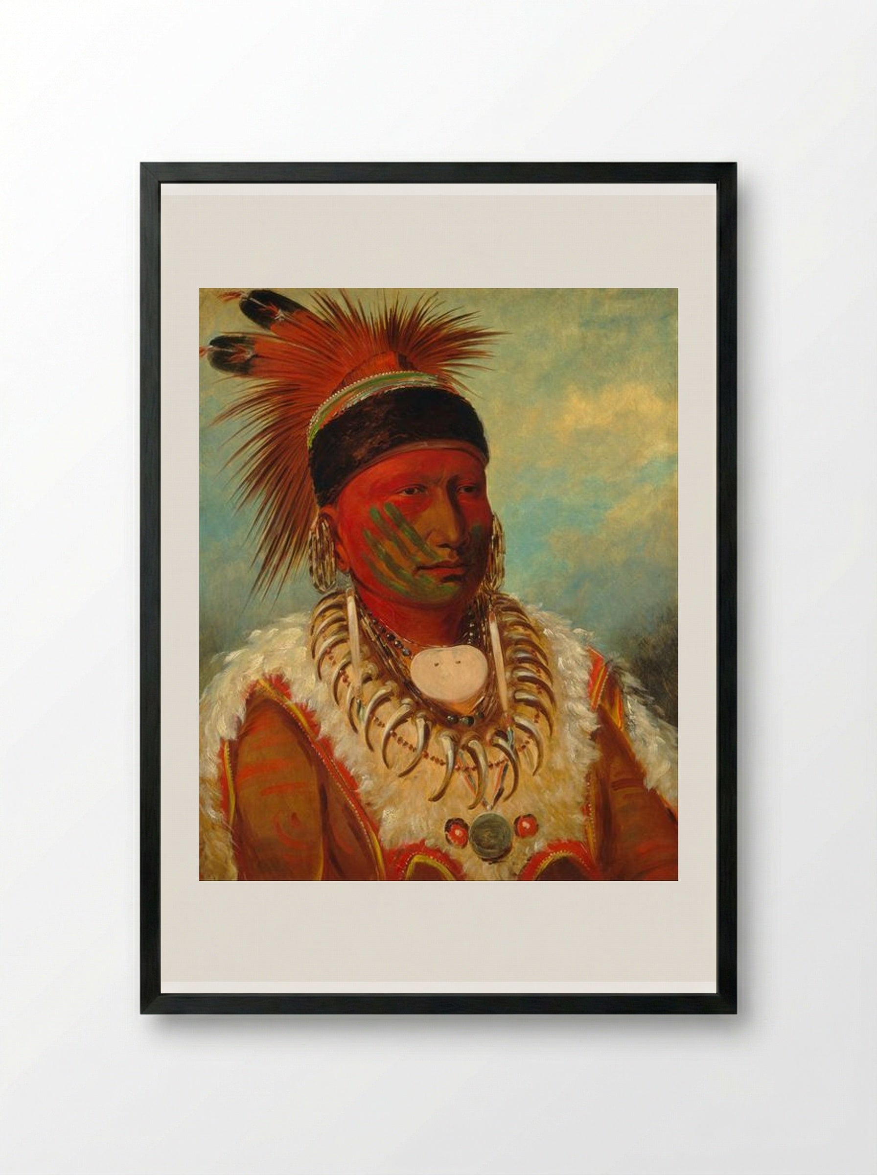 The White Cloud, Head Chief of the Iowa - George Catlin - Framed Print Black