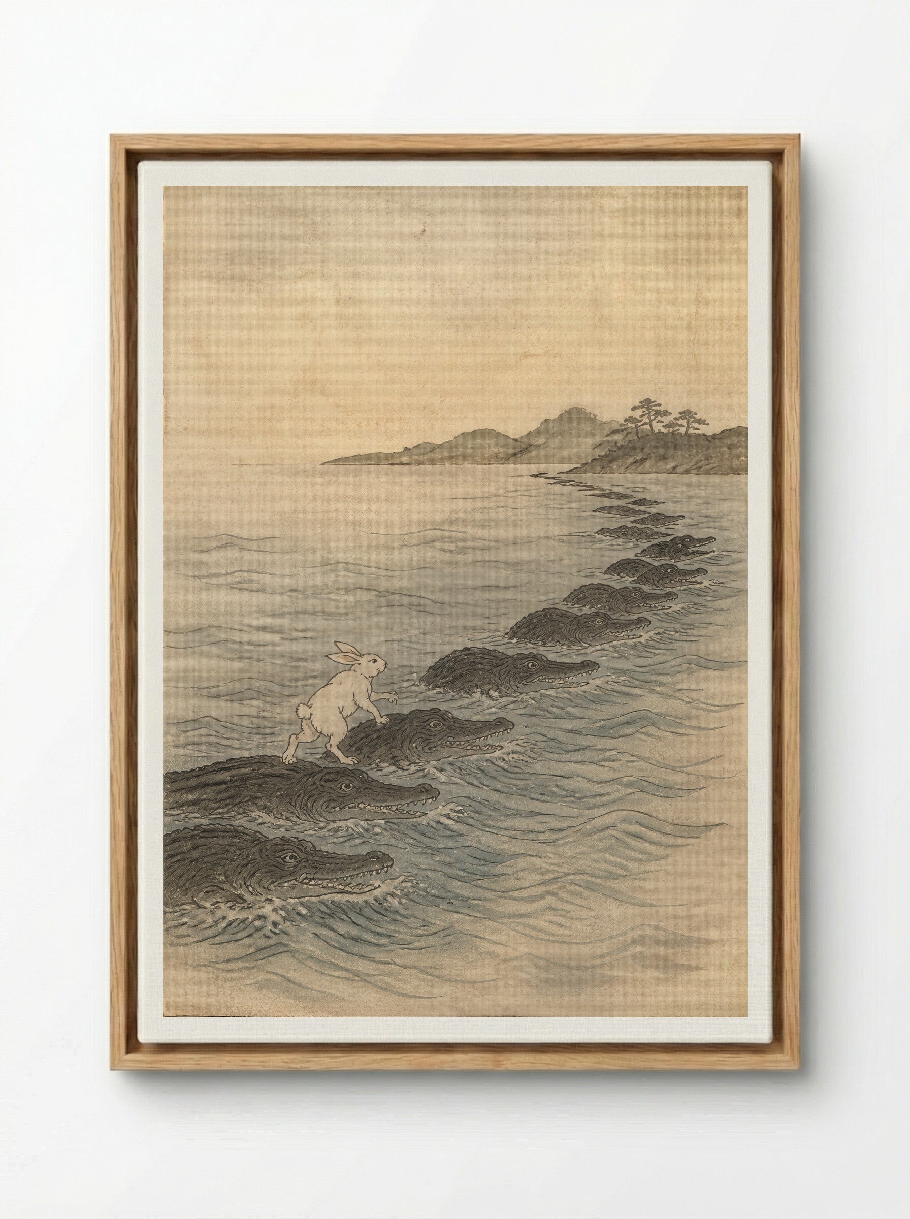 The White Hare of Inaba: The Living Bridge - Framed Canvas Wood