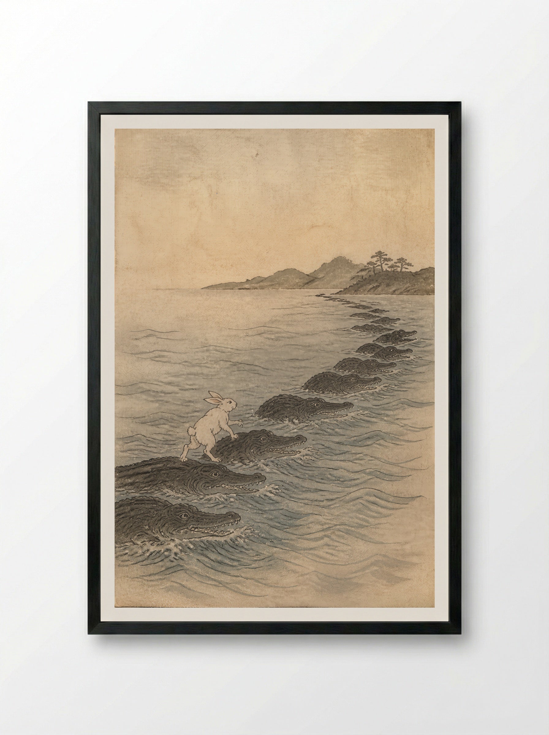 The White Hare of Inaba: The Living Bridge - Framed Print Black