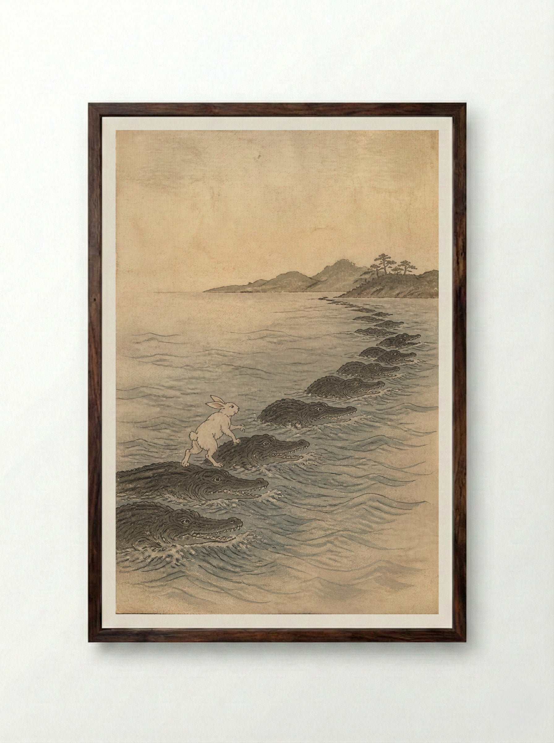 The White Hare of Inaba: The Living Bridge - Framed Print Dark Wood