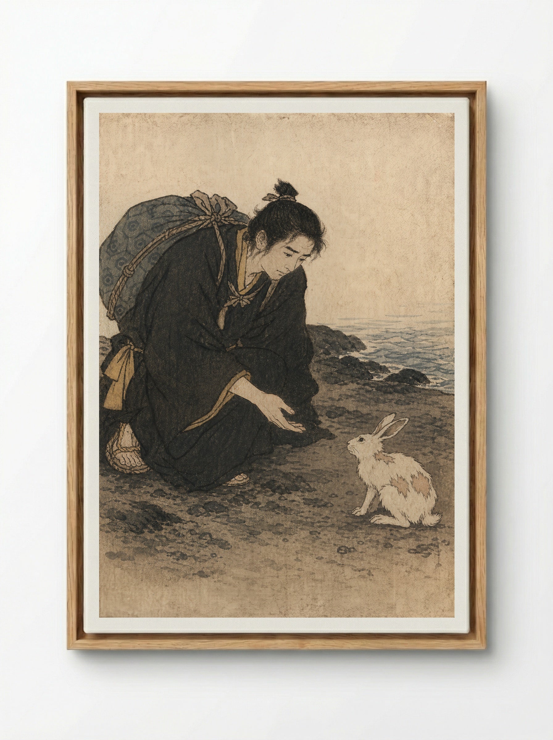 The White Hare of Inaba: The One Who Stopped - Framed Canvas Wood