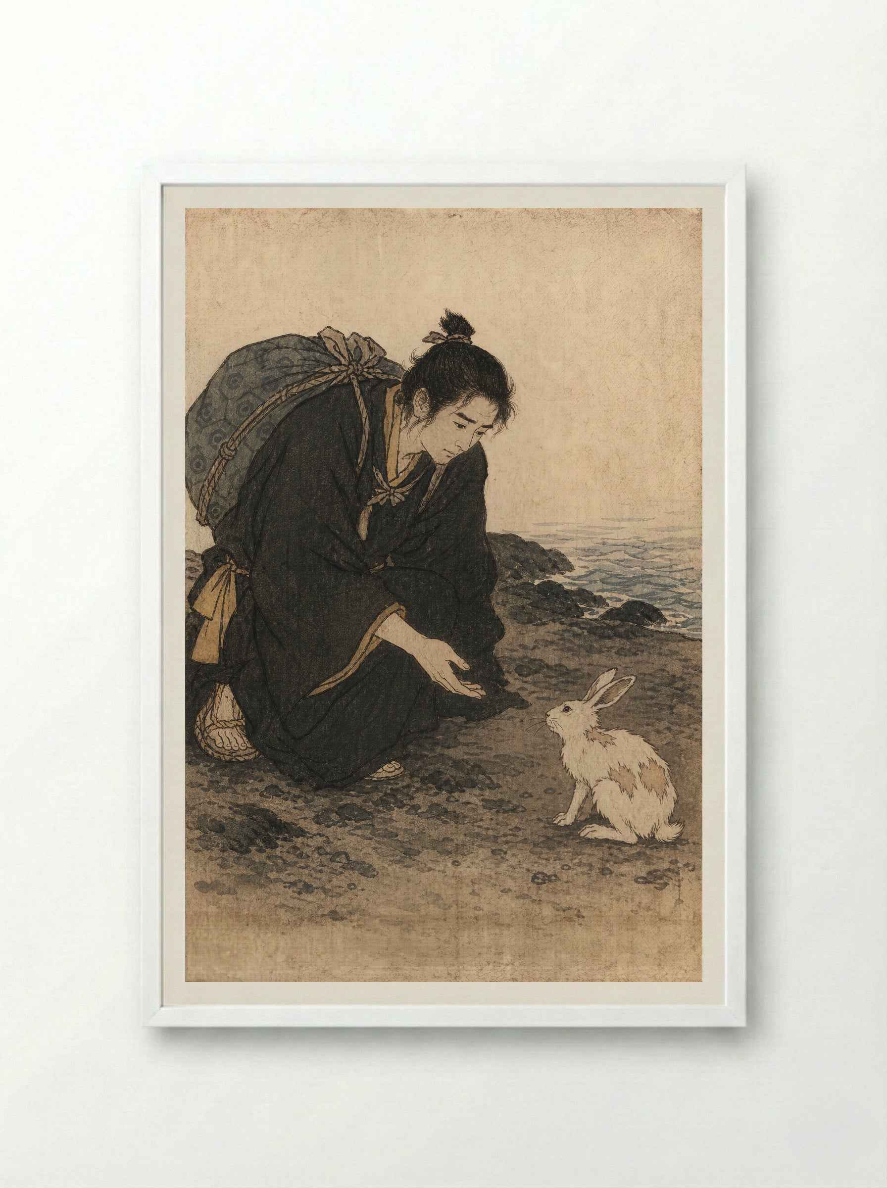 The White Hare of Inaba: The One Who Stopped - Framed Print White