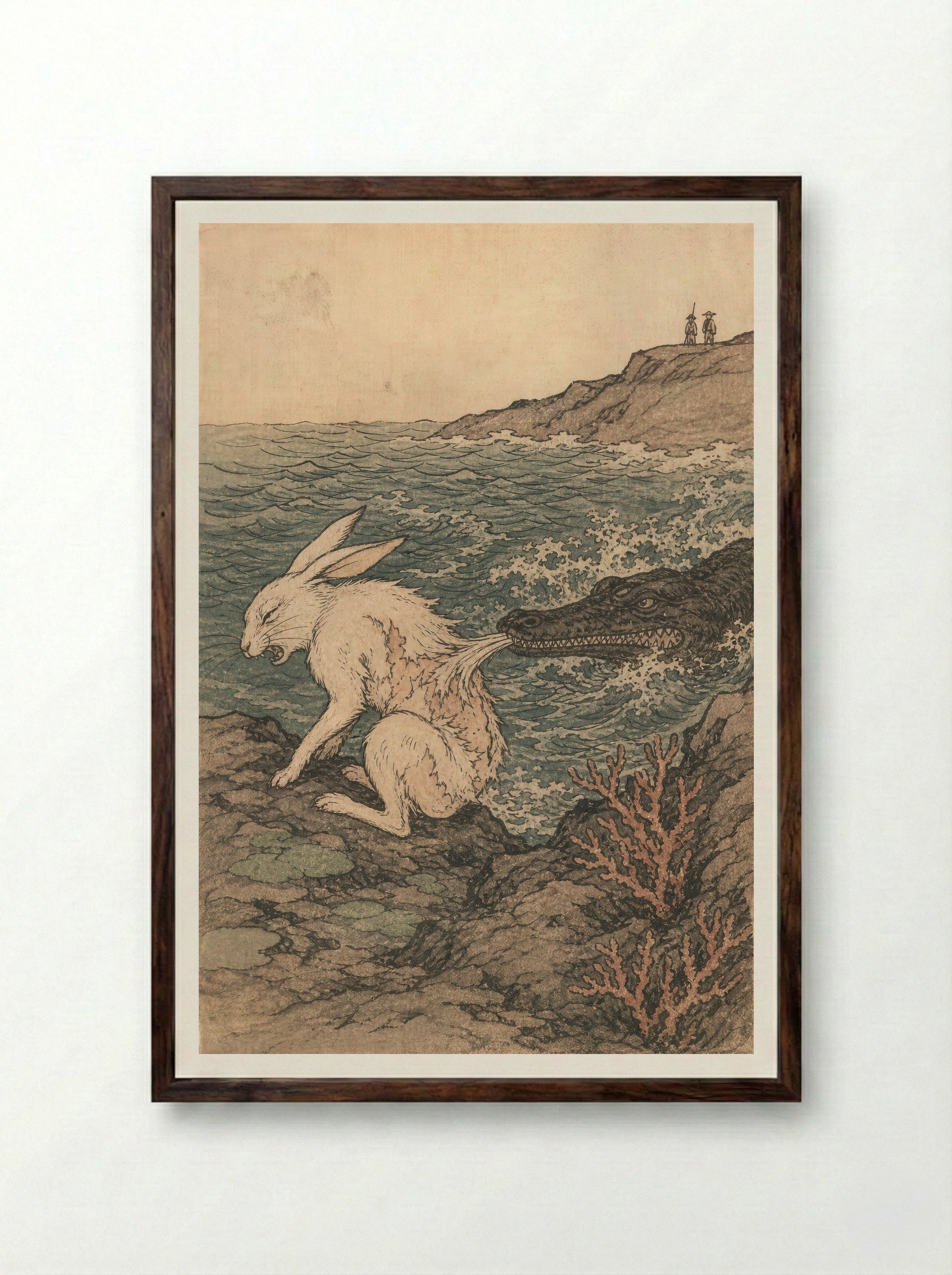 The White Hare of Inaba: The Trick Is Exposed - Framed Print Dark Wood
