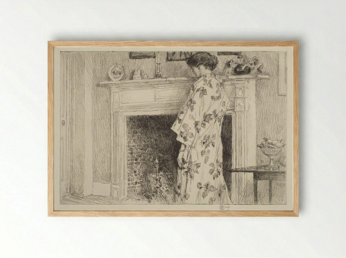 The White Kimono - Childe Hassam - Framed Print Wood