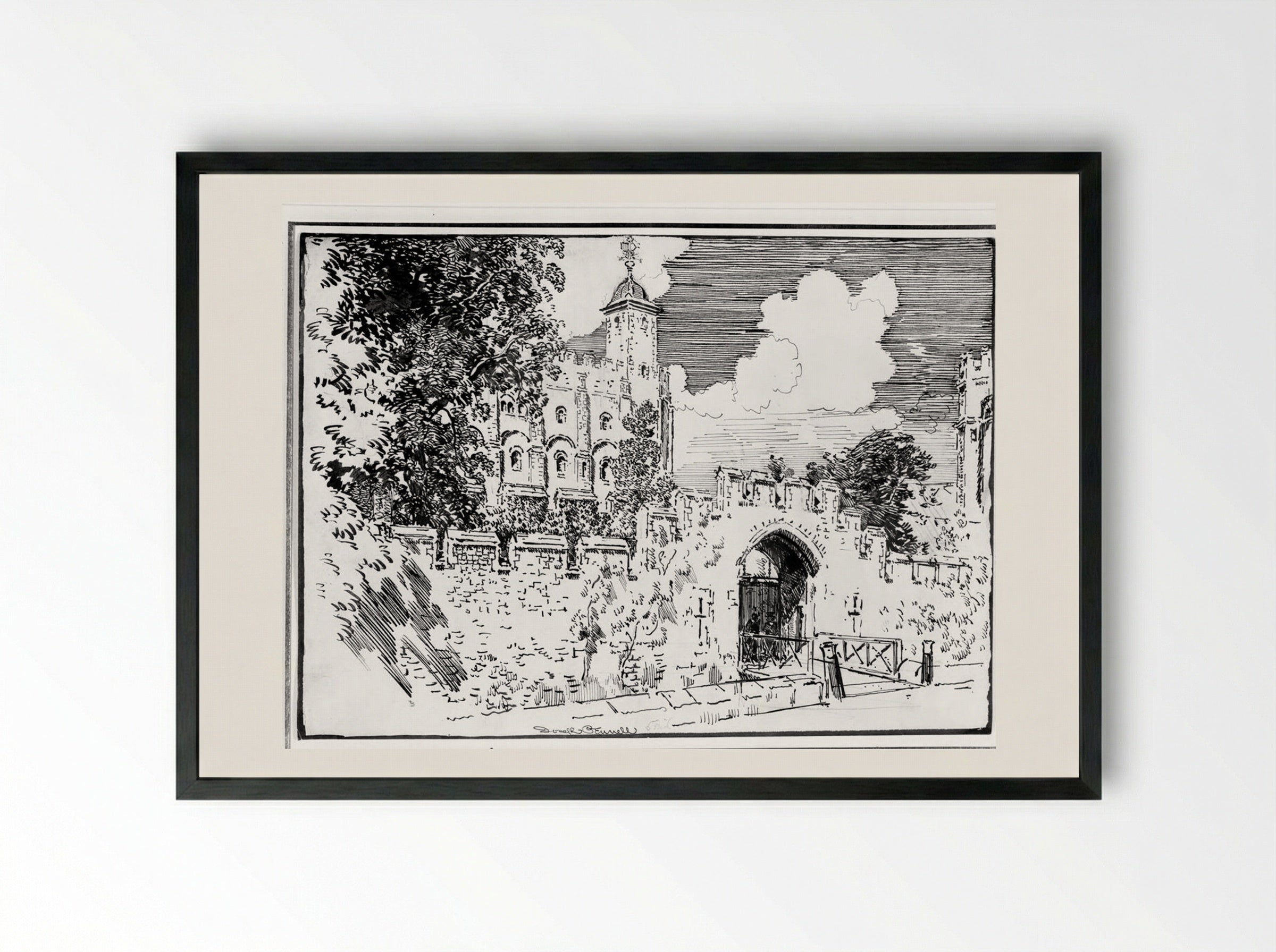 The White Tower - Joseph Pennell - Framed Print Black
