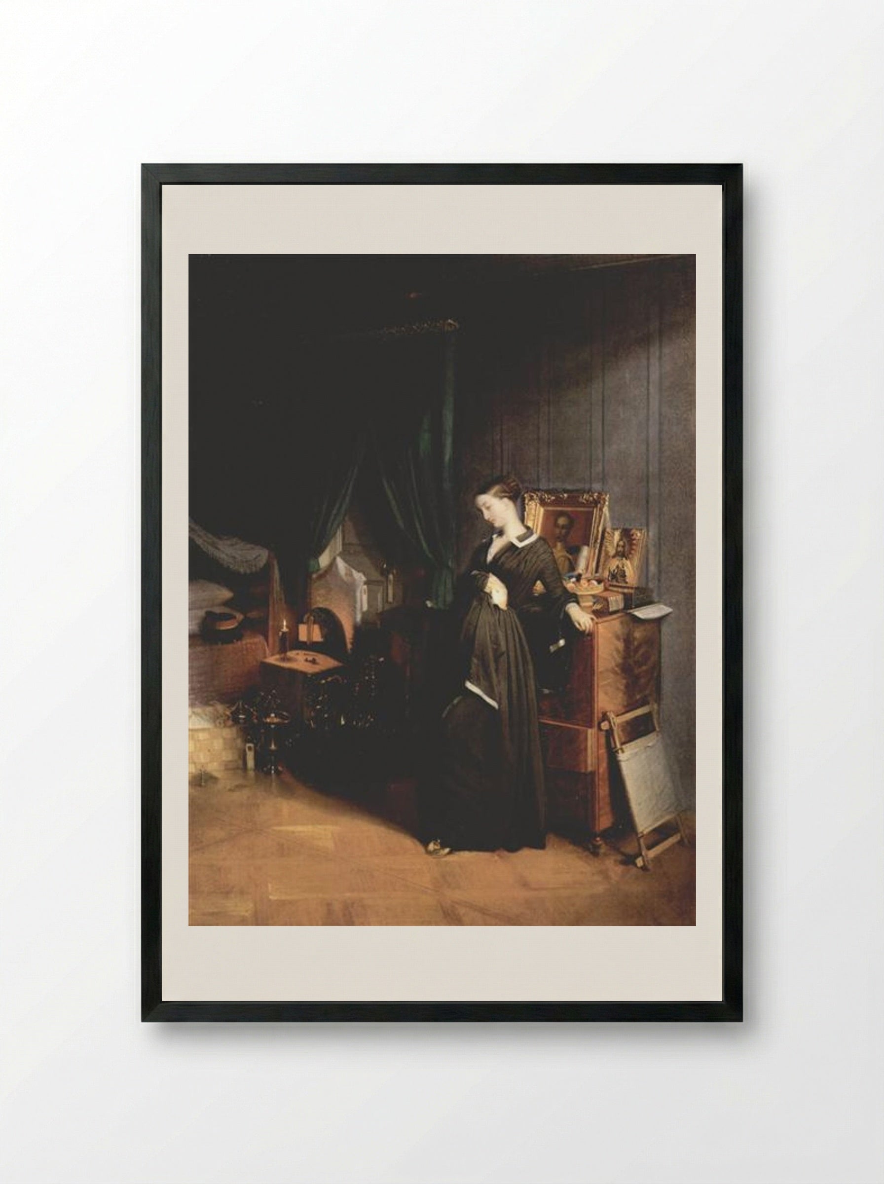 The Widow - Pavel Fedotov - Framed Print Black