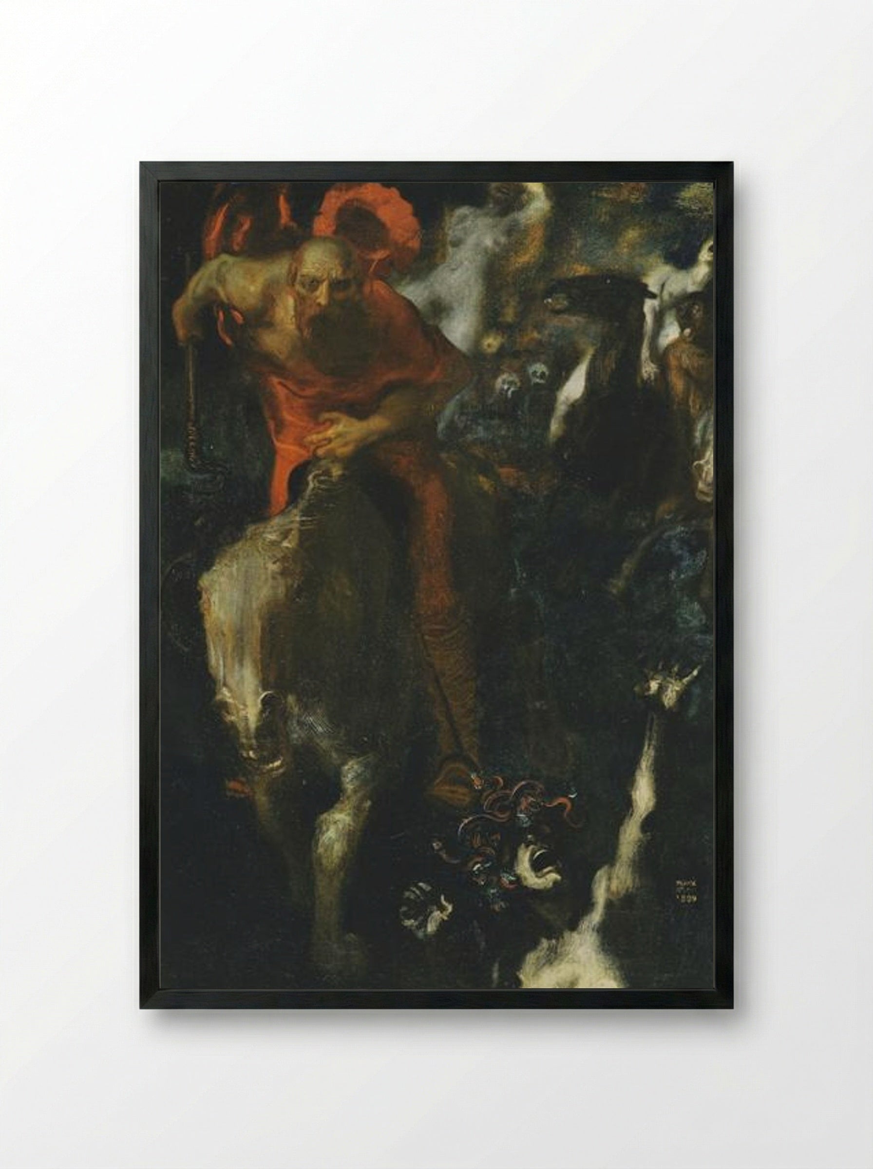 The Wild Hunt - Franz von Stuck - Framed Print Black